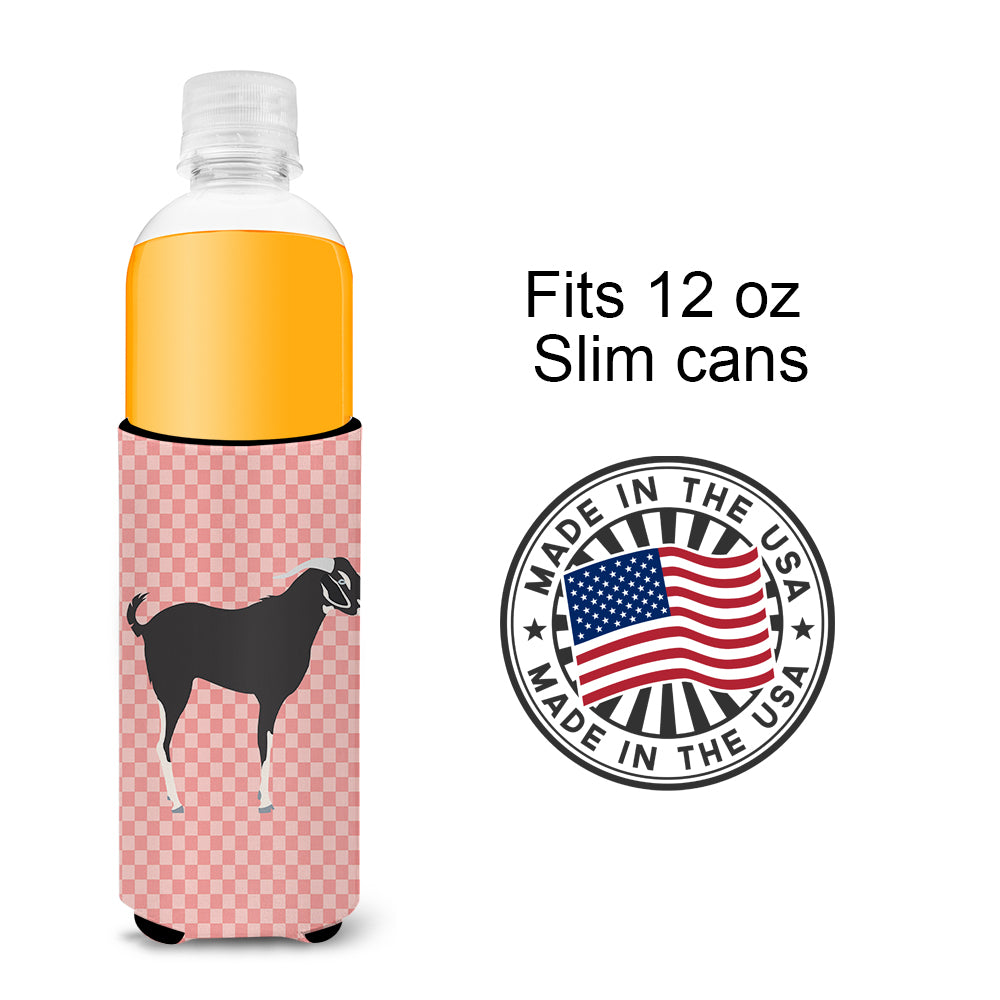 Black Bengal Goat Pink Check  Ultra Hugger for slim cans