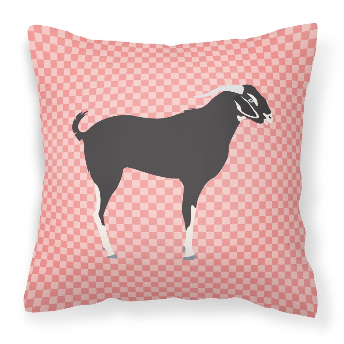 Black Bengal Goat Pink Check Fabric Decorative Pillow BB7884PW1818 by Caroline&#39;s Treasures
