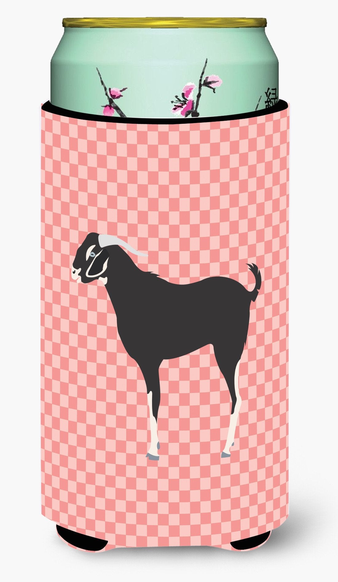 Black Bengal Goat Pink Check Tall Boy Beverage Insulator Hugger BB7884TBC by Caroline&#39;s Treasures