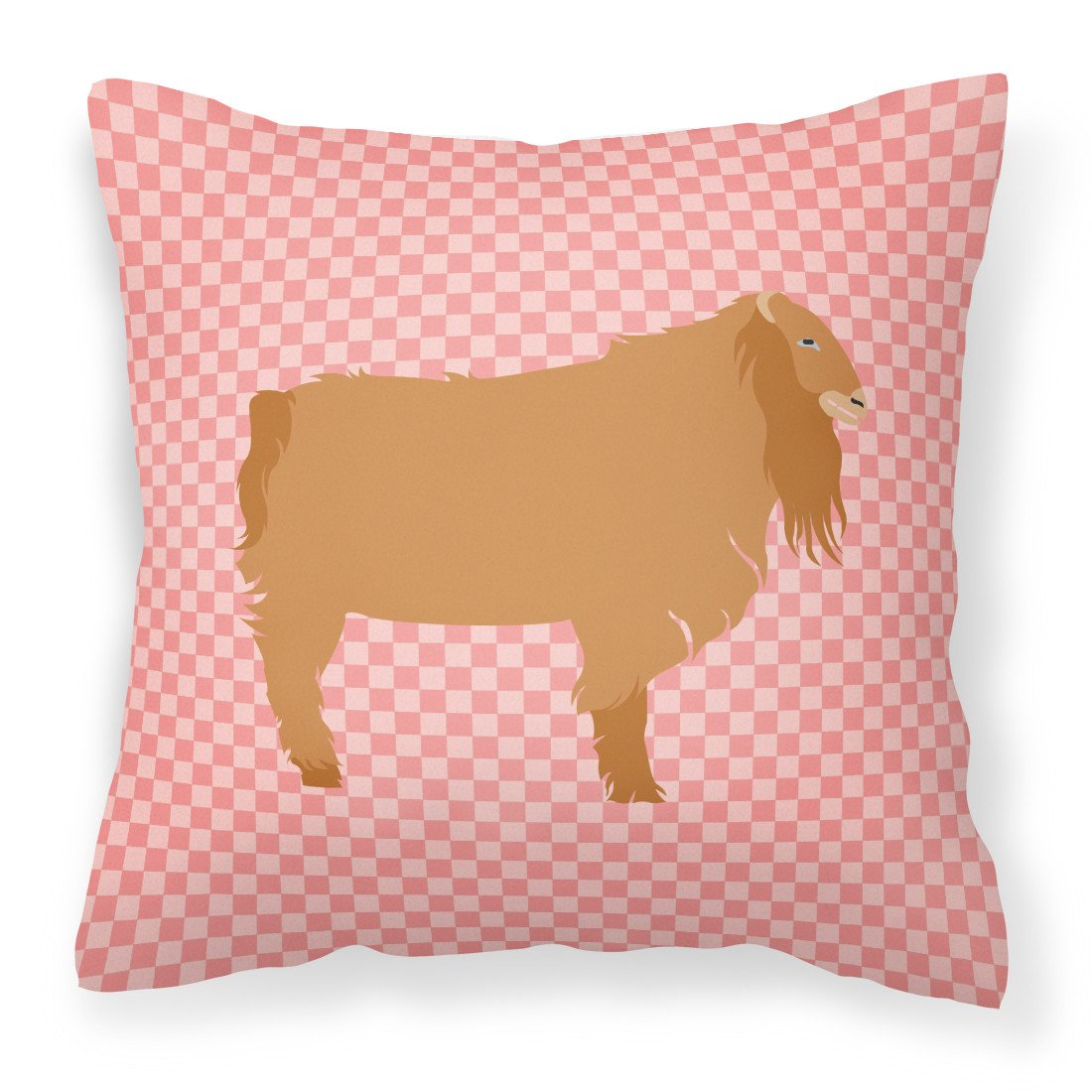 American Lamancha Goat Pink Check Fabric Decorative Pillow BB7885PW1818 by Caroline's Treasures