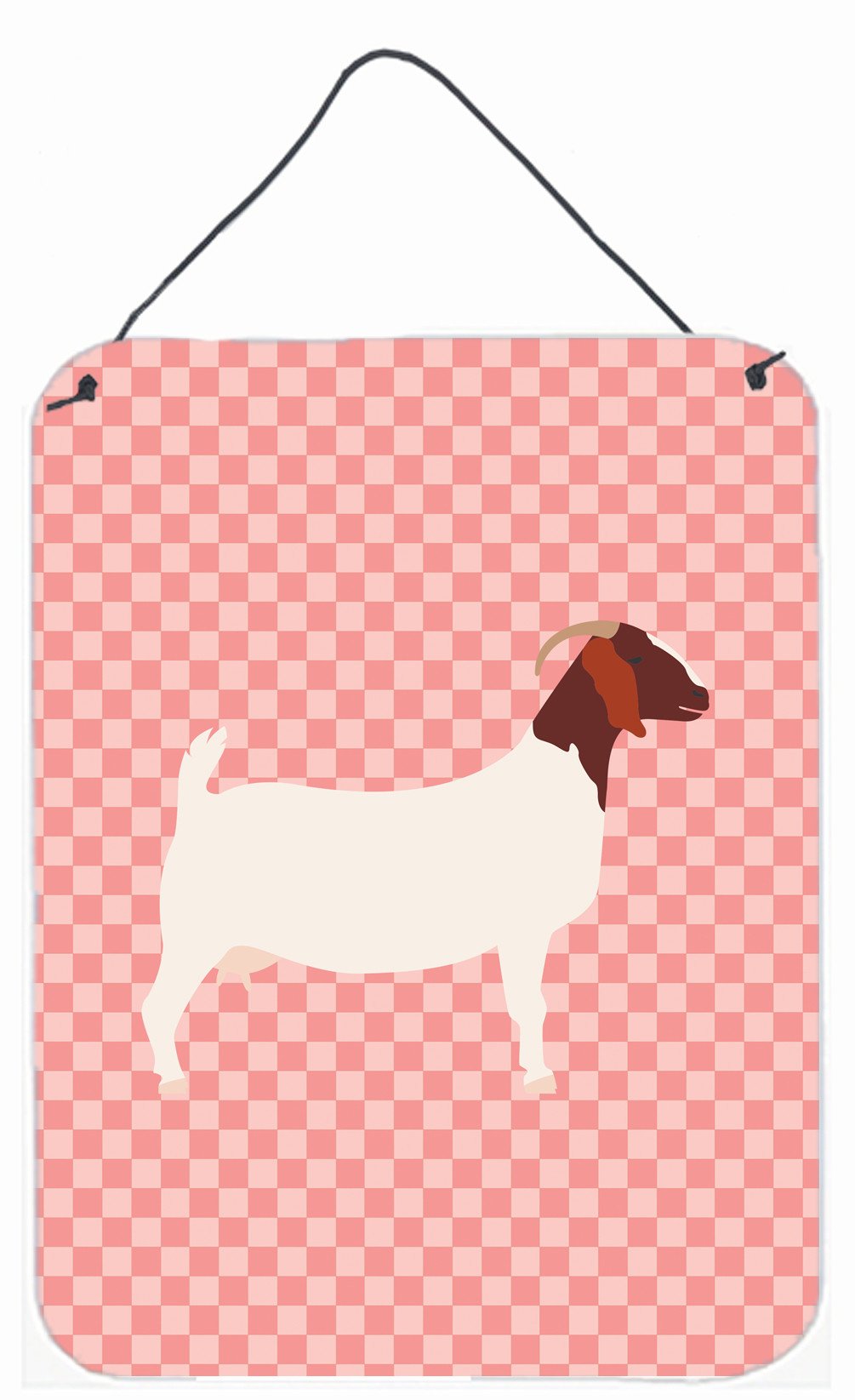 Boer Goat Pink Check Wall or Door Hanging Prints BB7886DS1216 by Caroline's Treasures