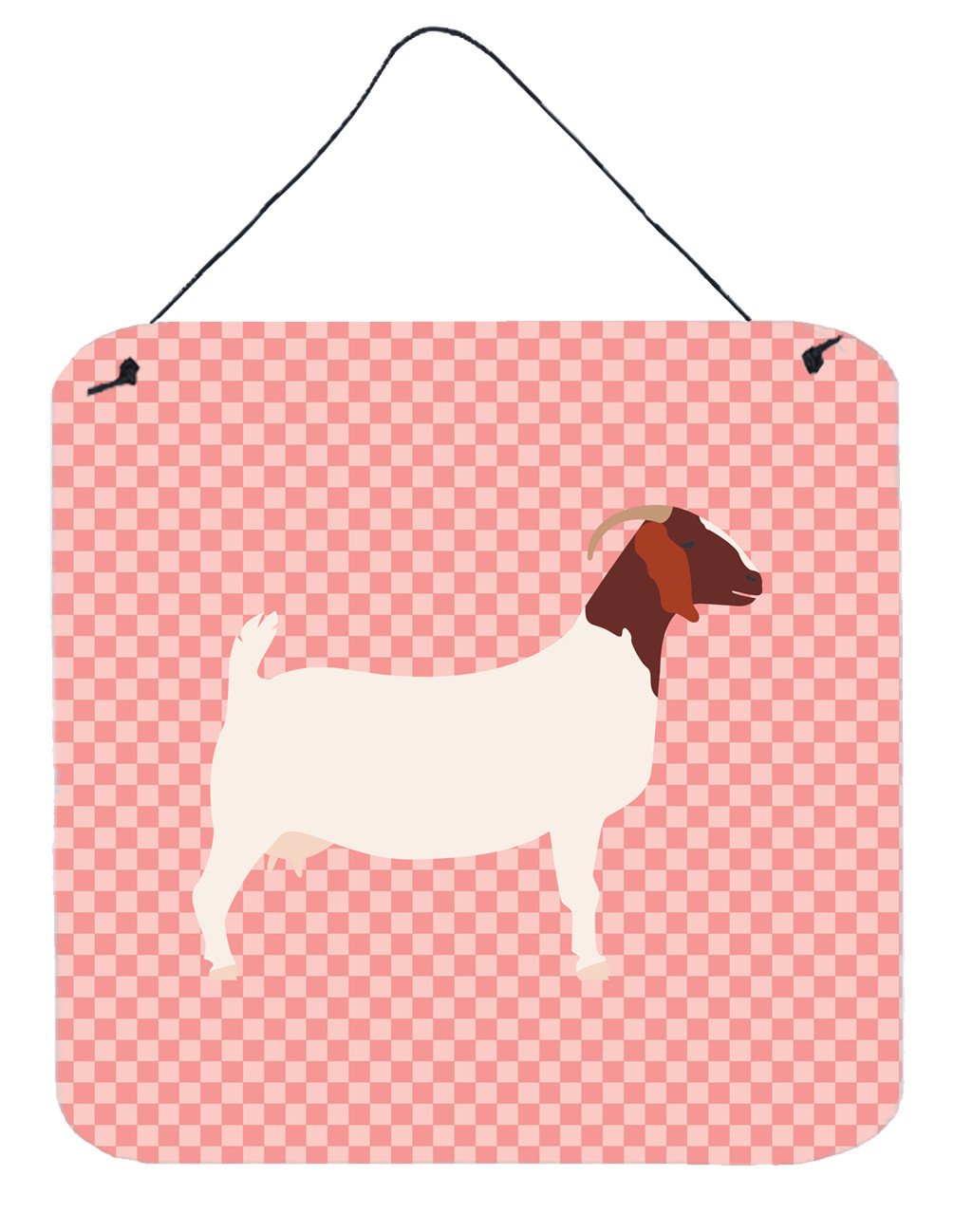 Boer Goat Pink Check Wall or Door Hanging Prints BB7886DS66 by Caroline&#39;s Treasures