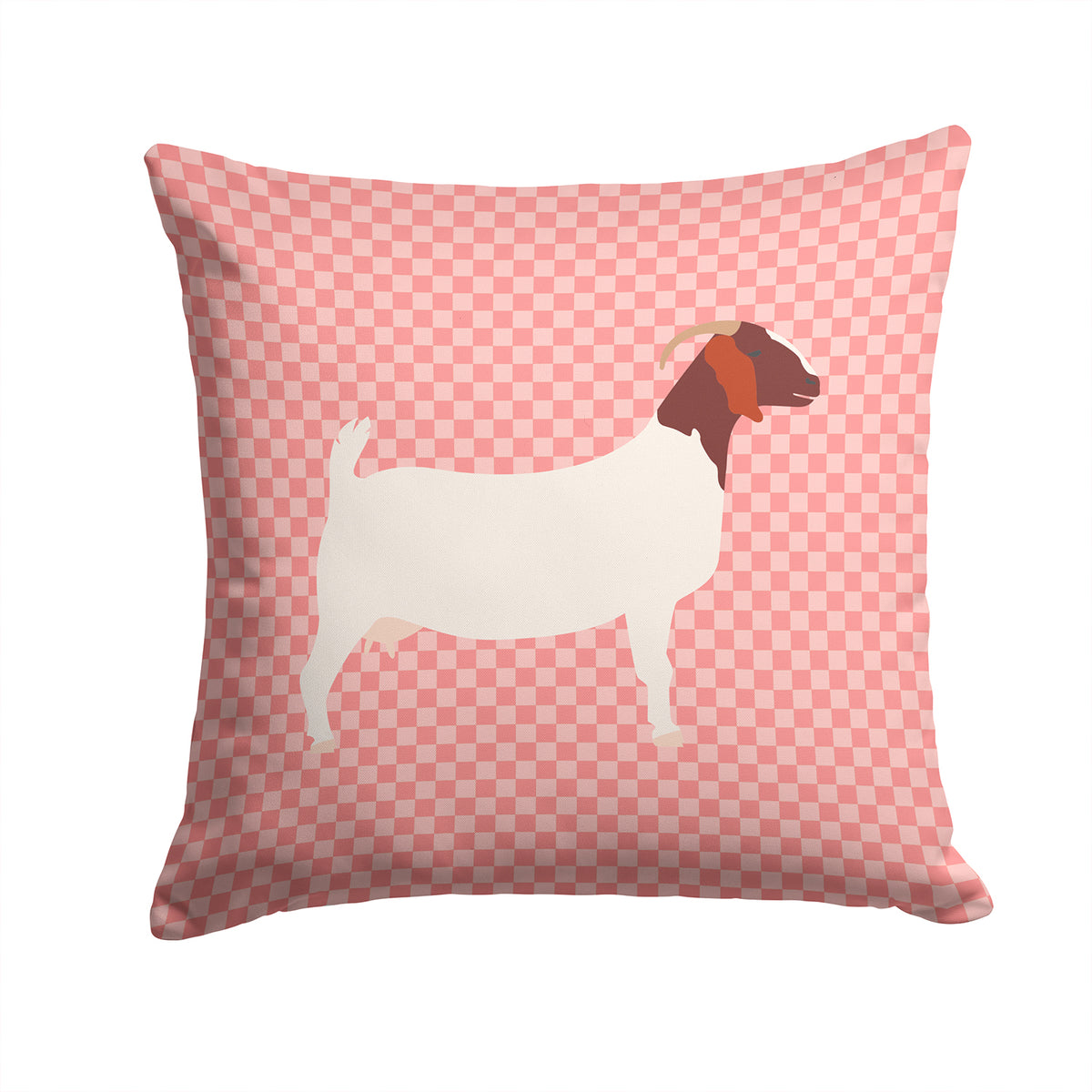 Boer Goat Pink Check Fabric Decorative Pillow BB7886PW1414 - the-store.com