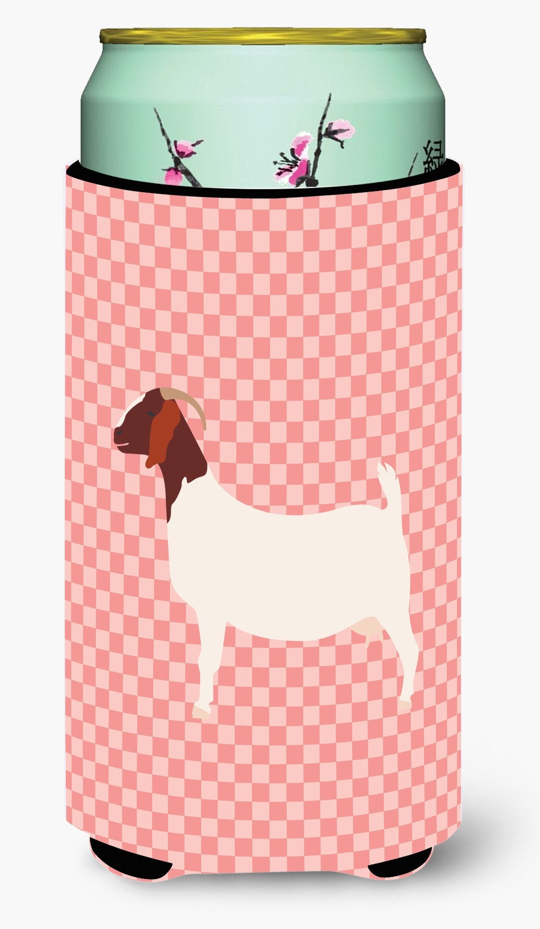 Boer Goat Pink Check Tall Boy Beverage Insulator Hugger BB7886TBC by Caroline&#39;s Treasures