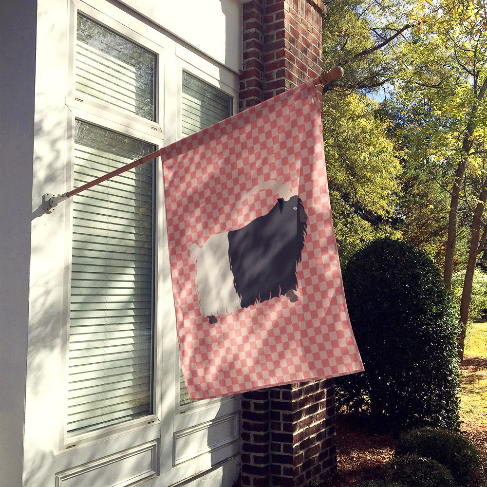 Welsh Black-Necked Goat Pink Check Flag Canvas House Size BB7887CHF  the-store.com.