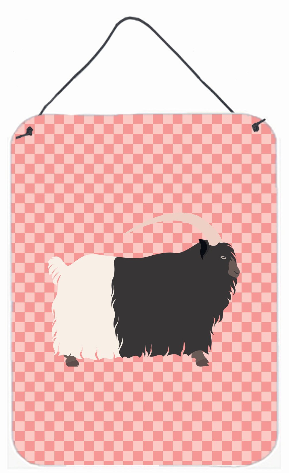 Welsh Black-Necked Goat Pink Check Wall or Door Hanging Prints BB7887DS1216 by Caroline&#39;s Treasures