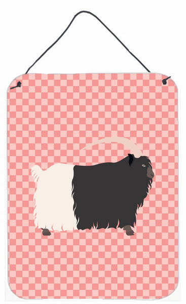 Welsh Black-Necked Goat Pink Check Wall or Door Hanging Prints BB7887DS1216 by Caroline's Treasures