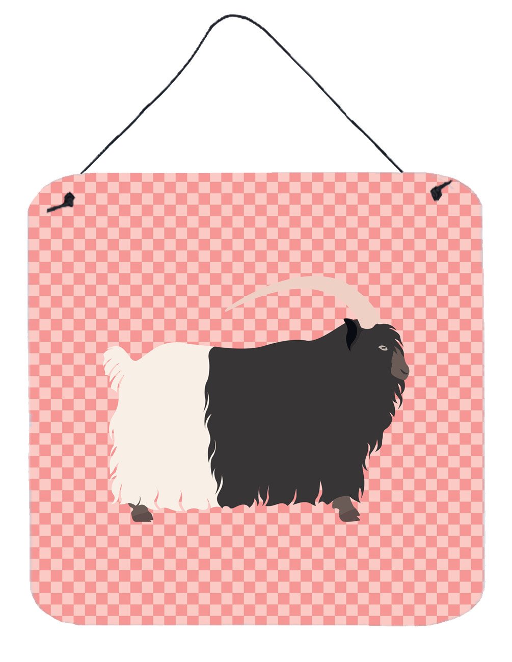 Welsh Black-Necked Goat Pink Check Wall or Door Hanging Prints BB7887DS66 by Caroline's Treasures