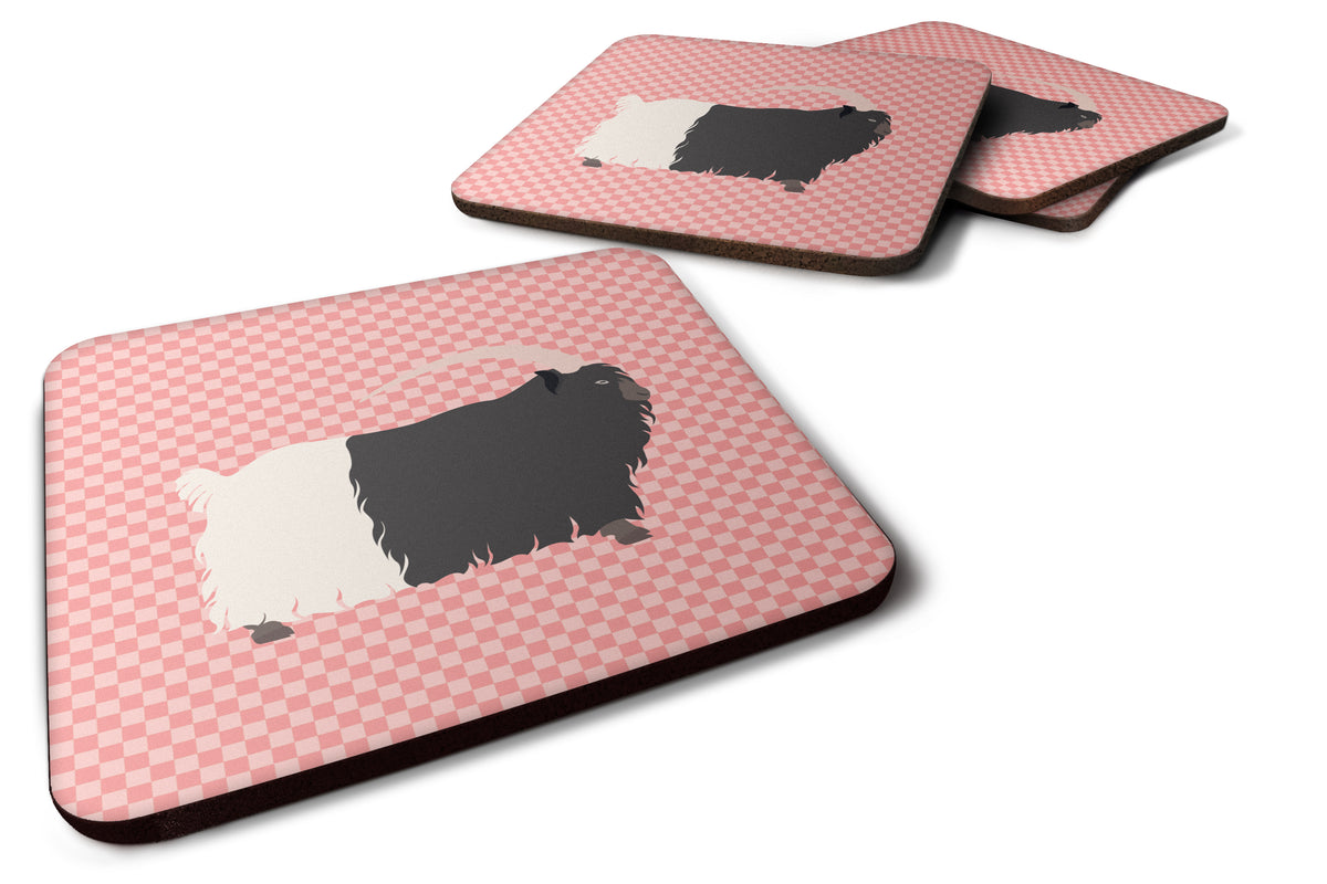 Welsh Black-Necked Goat Pink Check Foam Coaster Set of 4 BB7887FC - the-store.com
