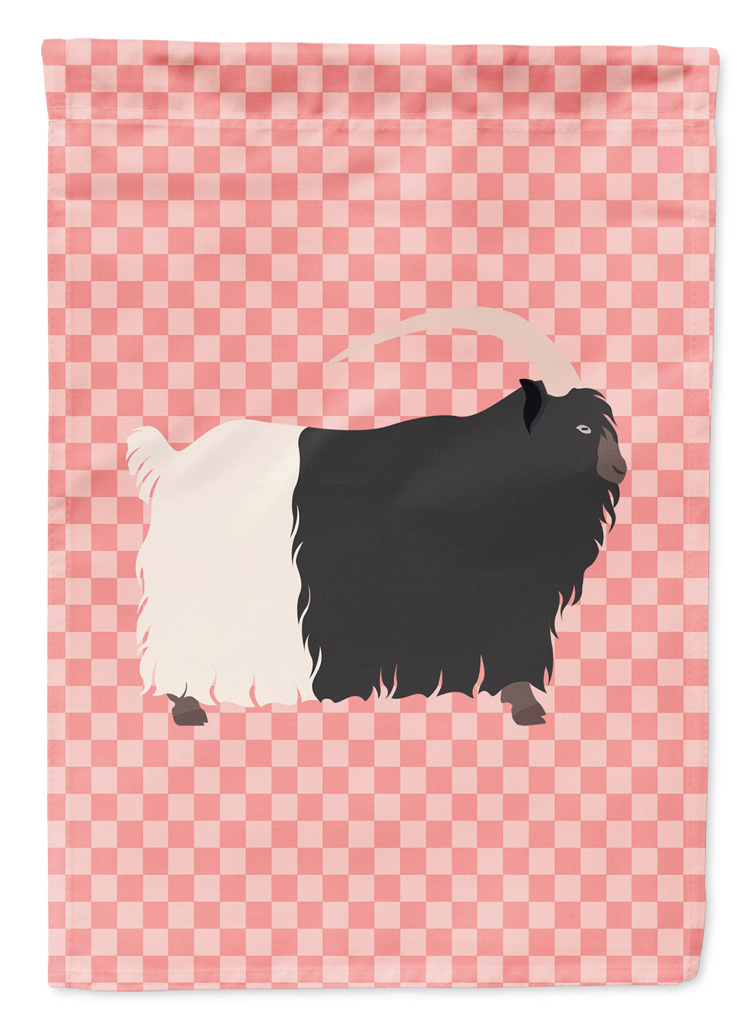 Caroline's Treasures Welsh Black-Necked Goat Pink Check Garden Flag - Outdoor Decorative Yard Flag