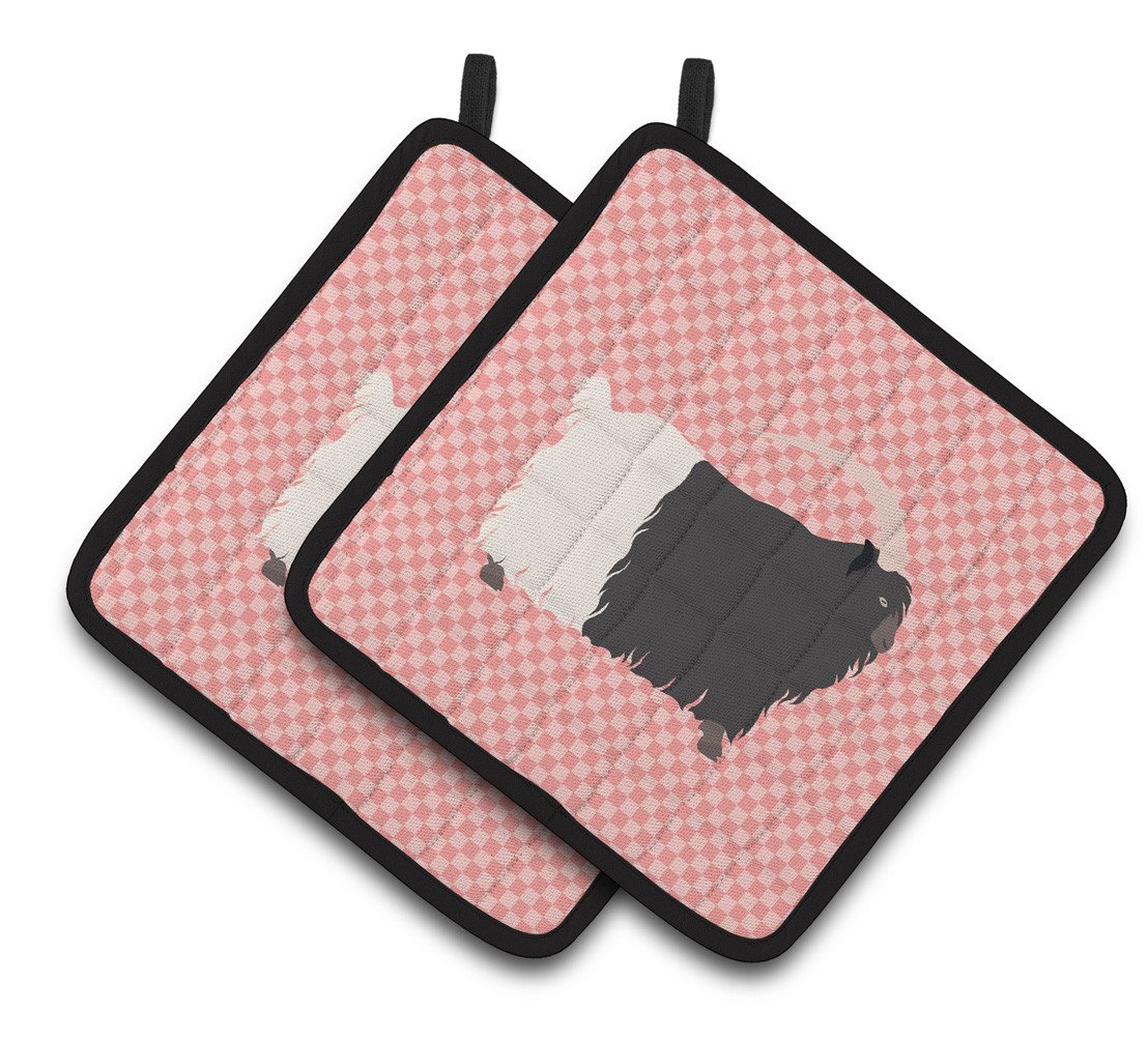 Welsh Black-Necked Goat Pink Check Pair of Pot Holders BB7887PTHD by Caroline&#39;s Treasures