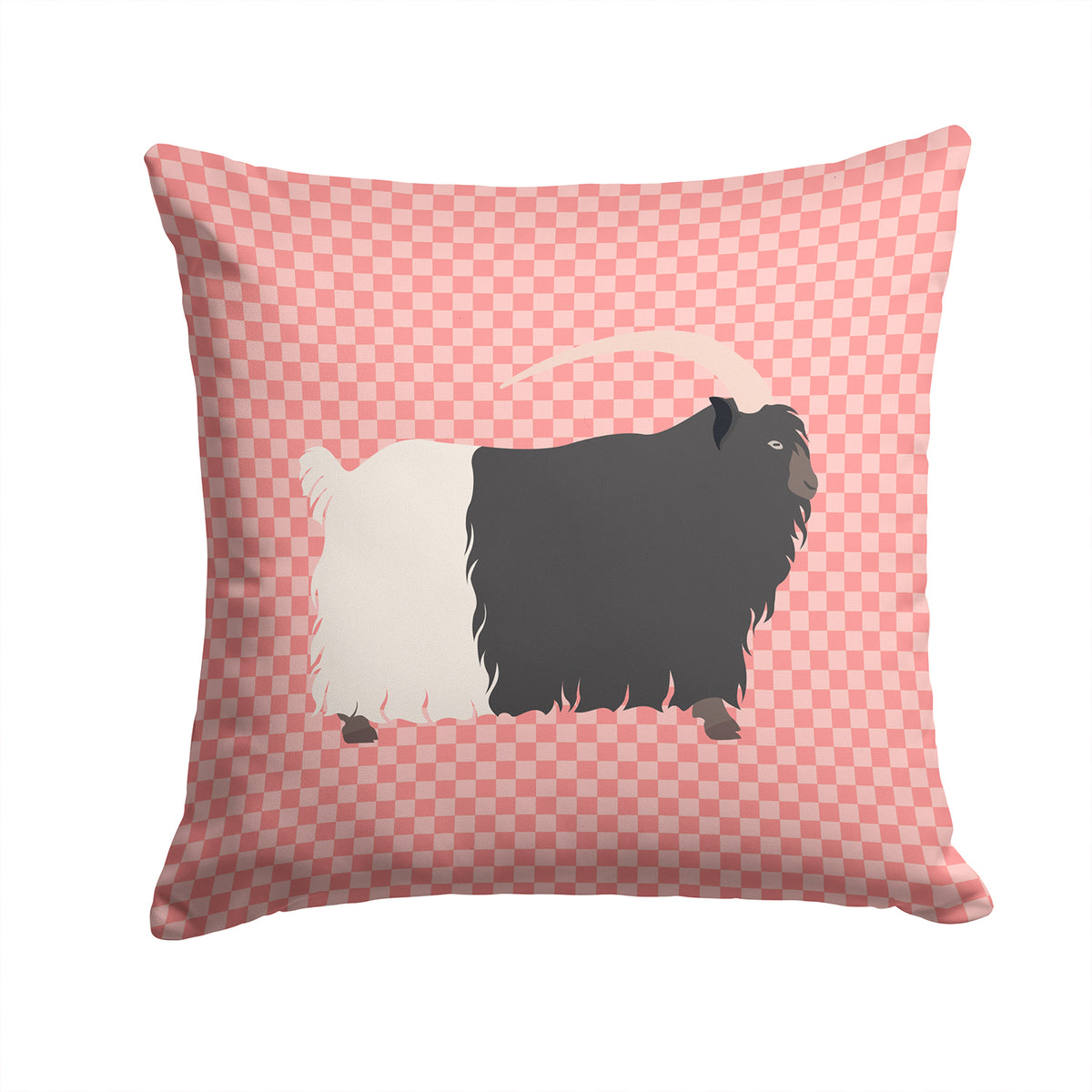 Welsh Black-Necked Goat Pink Check Fabric Decorative Pillow BB7887PW1414 - the-store.com
