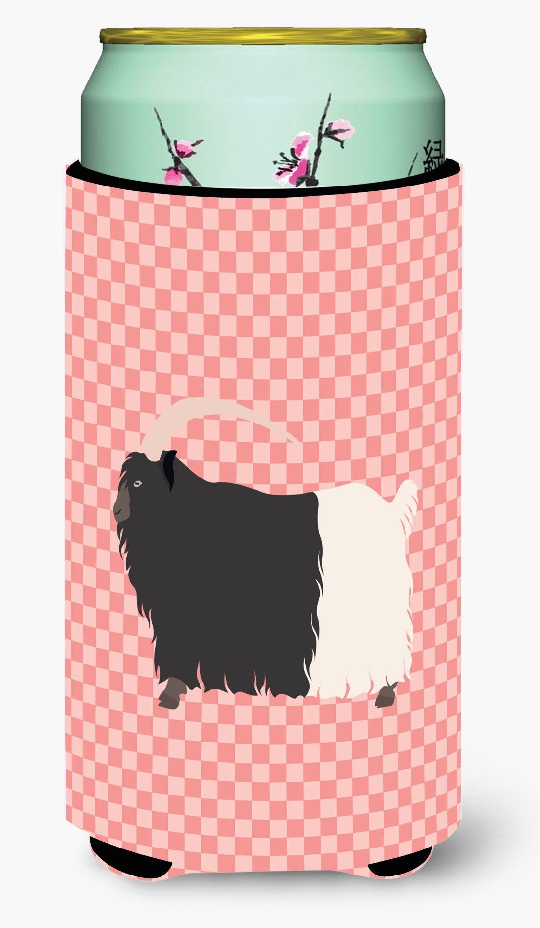 Welsh Black-Necked Goat Pink Check Tall Boy Beverage Insulator Hugger BB7887TBC by Caroline&#39;s Treasures