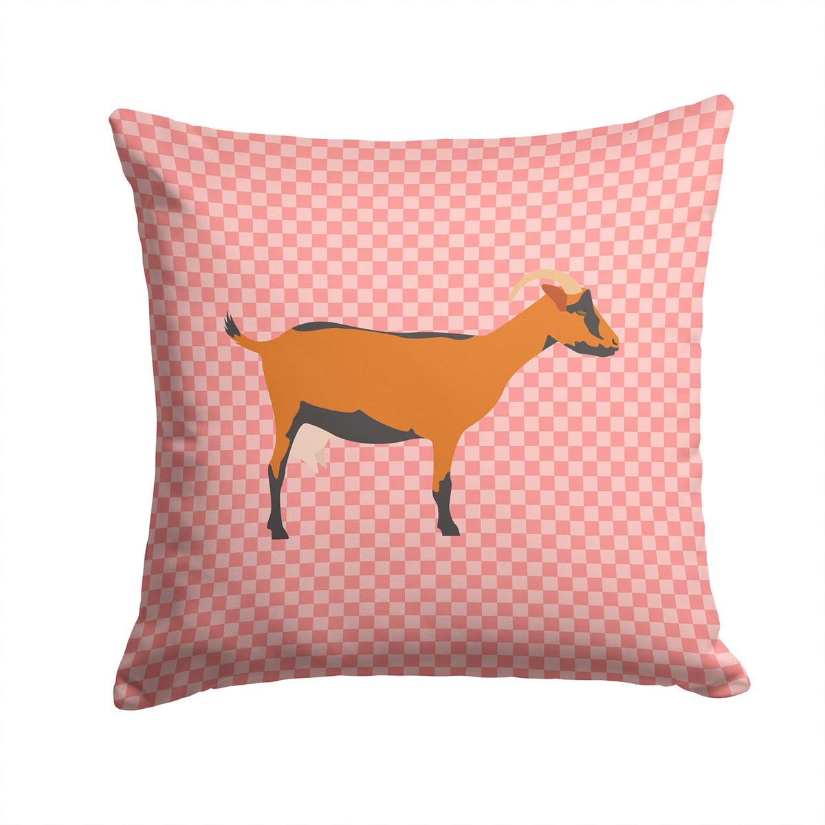Oberhasli Goat Pink Check Fabric Decorative Pillow BB7888PW1414 - the-store.com
