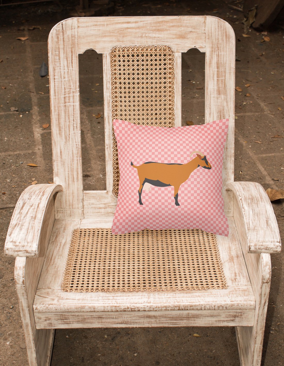 Oberhasli Goat Pink Check Fabric Decorative Pillow BB7888PW1818 by Caroline's Treasures