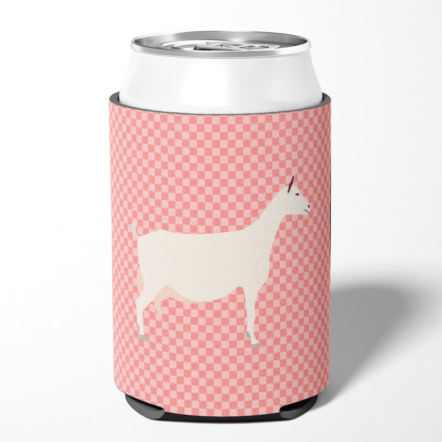 Saanen Goat Pink Check Can or Bottle Hugger BB7889CC