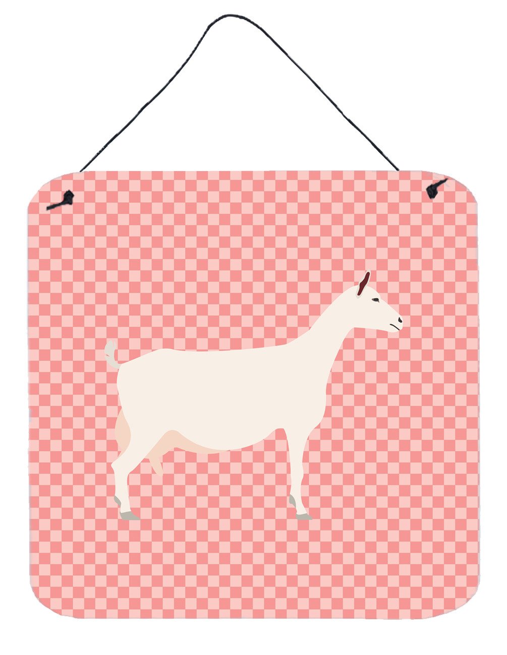 Saanen Goat Pink Check Wall or Door Hanging Prints BB7889DS66 by Caroline&#39;s Treasures