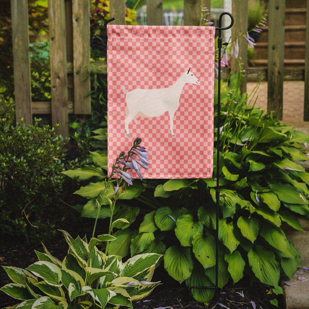Saanen Goat Pink Check Flag Garden Size