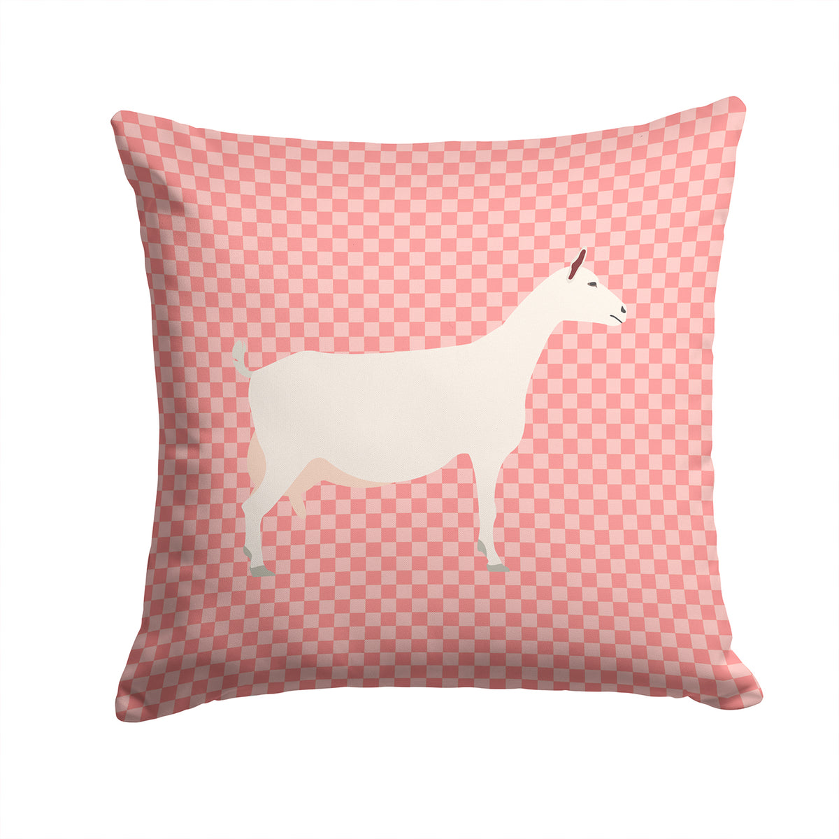 Saanen Goat Pink Check Fabric Decorative Pillow BB7889PW1414 - the-store.com