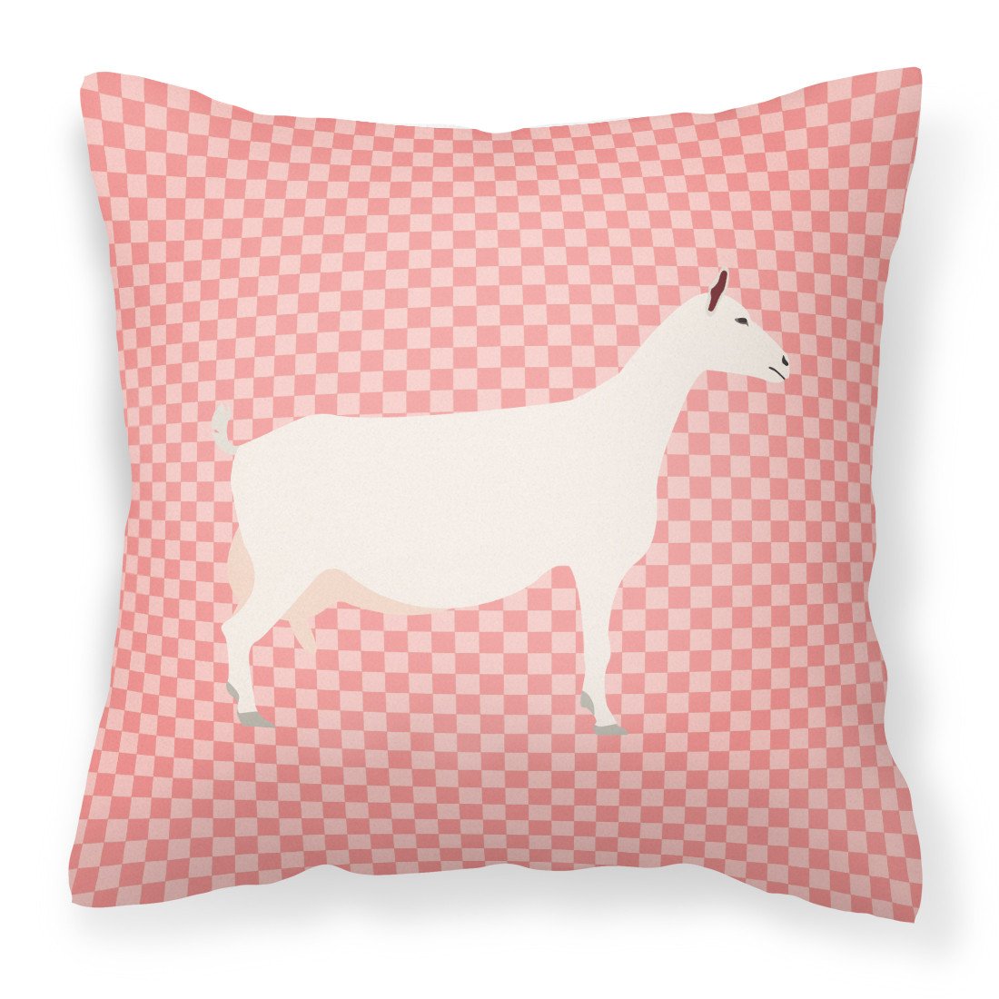 Saanen Goat Pink Check Fabric Decorative Pillow BB7889PW1818 by Caroline&#39;s Treasures