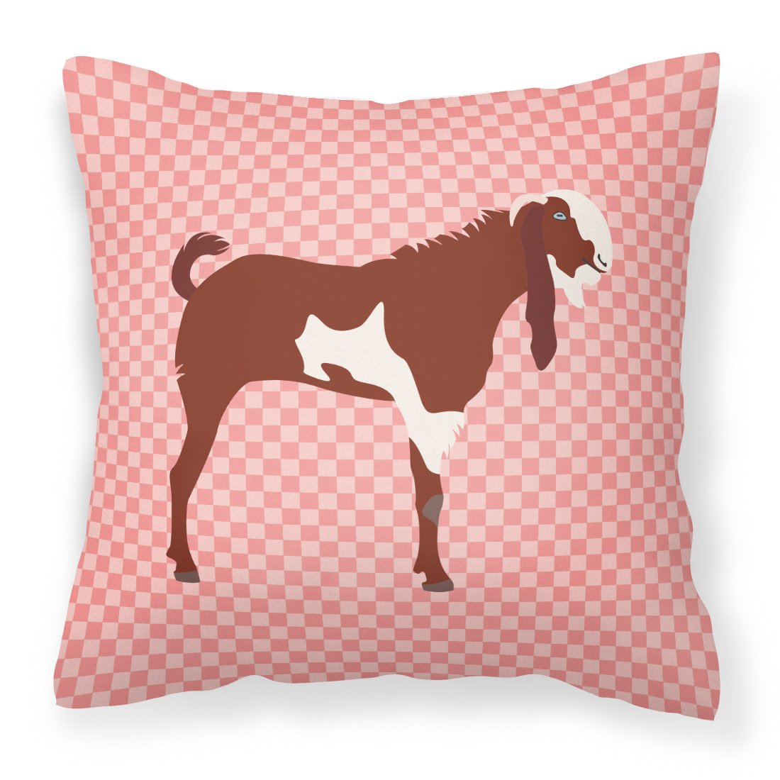 Jamnapari Goat Pink Check Fabric Decorative Pillow BB7890PW1818 by Caroline&#39;s Treasures