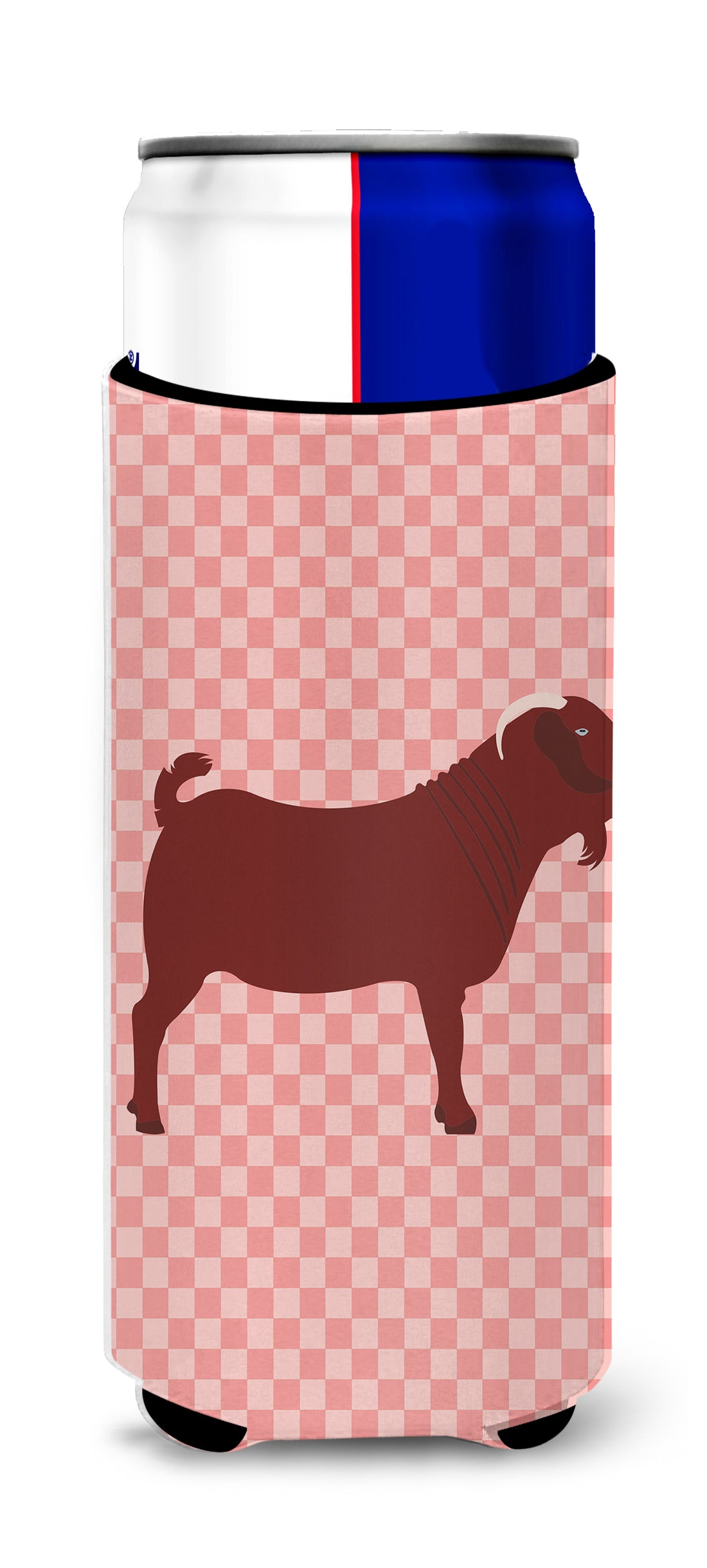 Kalahari Red Goat Pink Check  Ultra Hugger for slim cans  the-store.com.