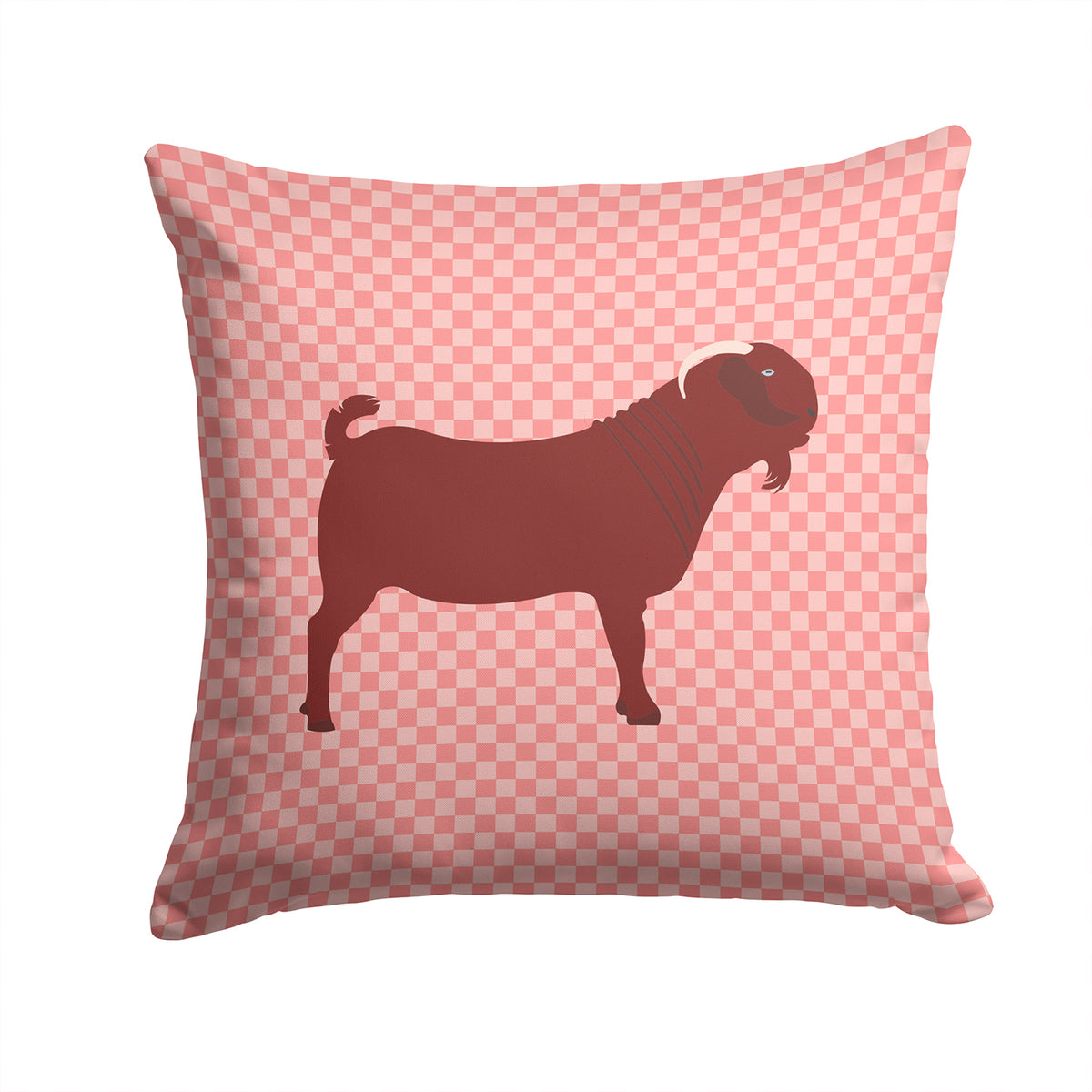 Kalahari Red Goat Pink Check Fabric Decorative Pillow BB7891PW1414 - the-store.com