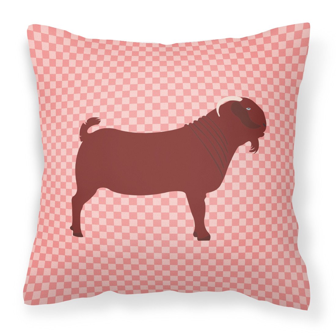 Kalahari Red Goat Pink Check Fabric Decorative Pillow BB7891PW1818 by Caroline&#39;s Treasures