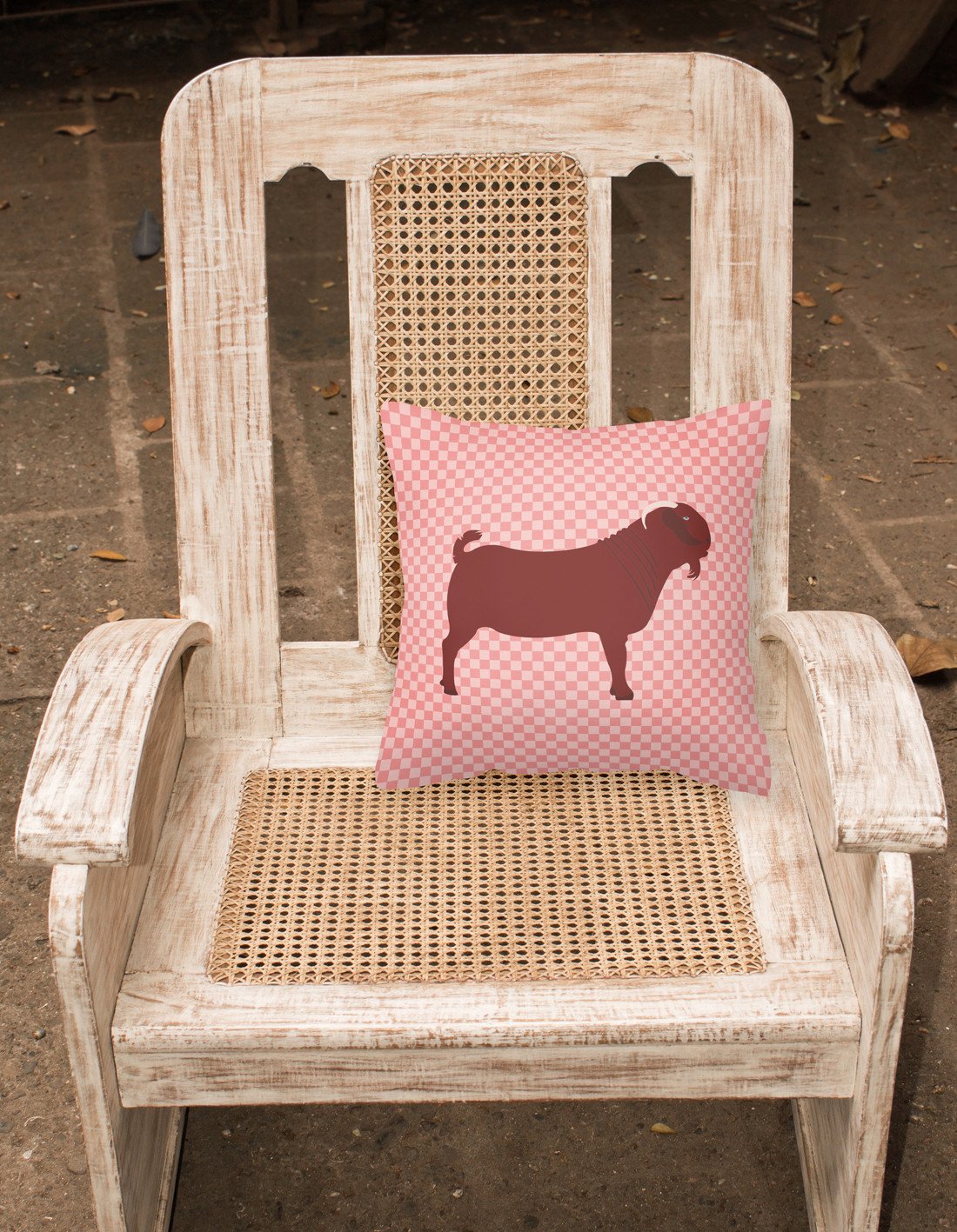 Kalahari Red Goat Pink Check Fabric Decorative Pillow BB7891PW1818 by Caroline's Treasures