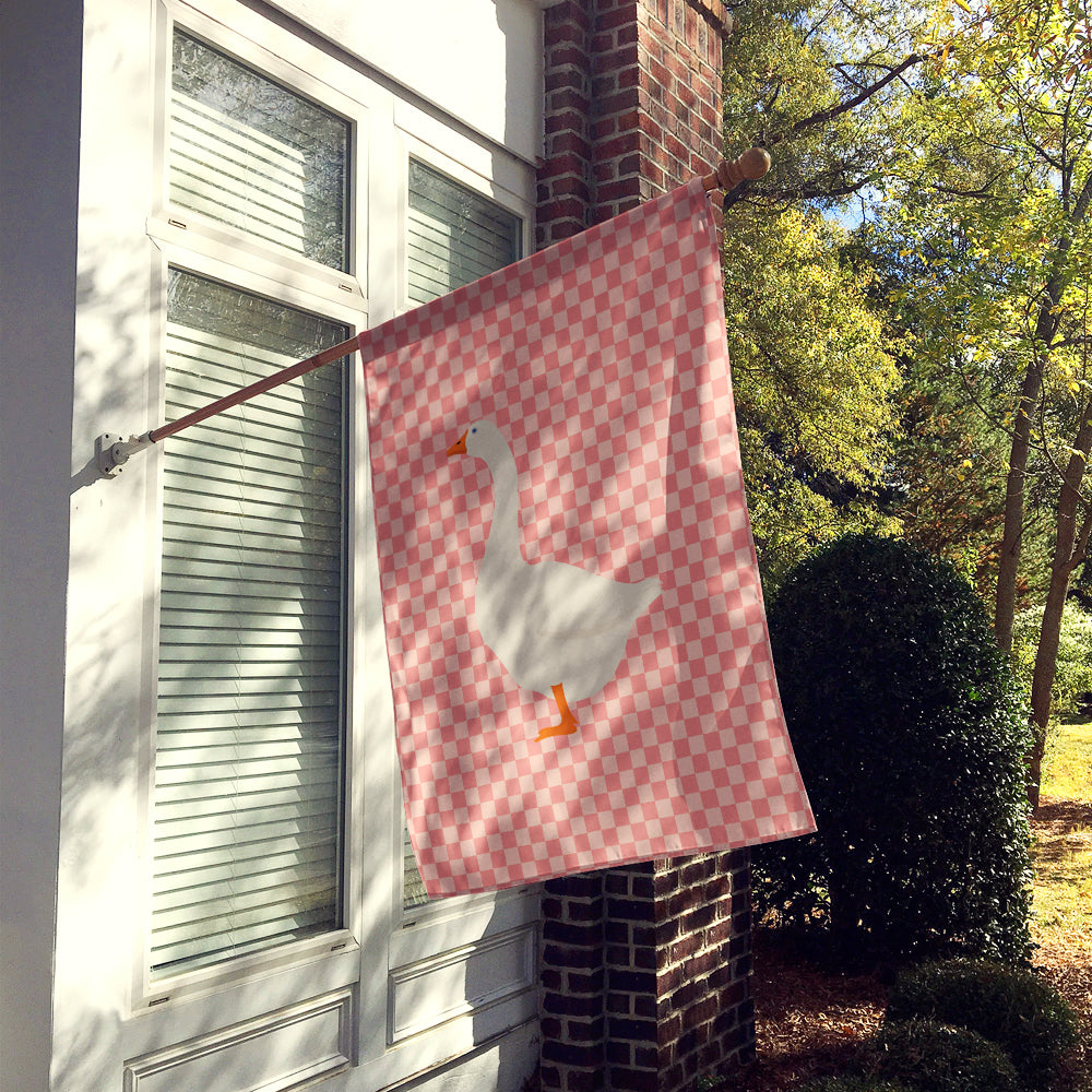 Embden Goose Pink Check Flag Canvas House Size BB7892CHF