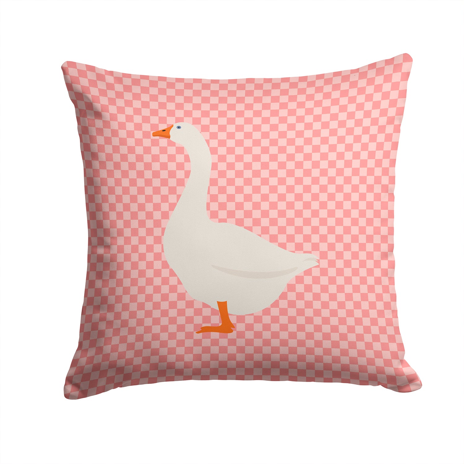 Embden Goose Pink Check Fabric Decorative Pillow BB7892PW1414 - the-store.com