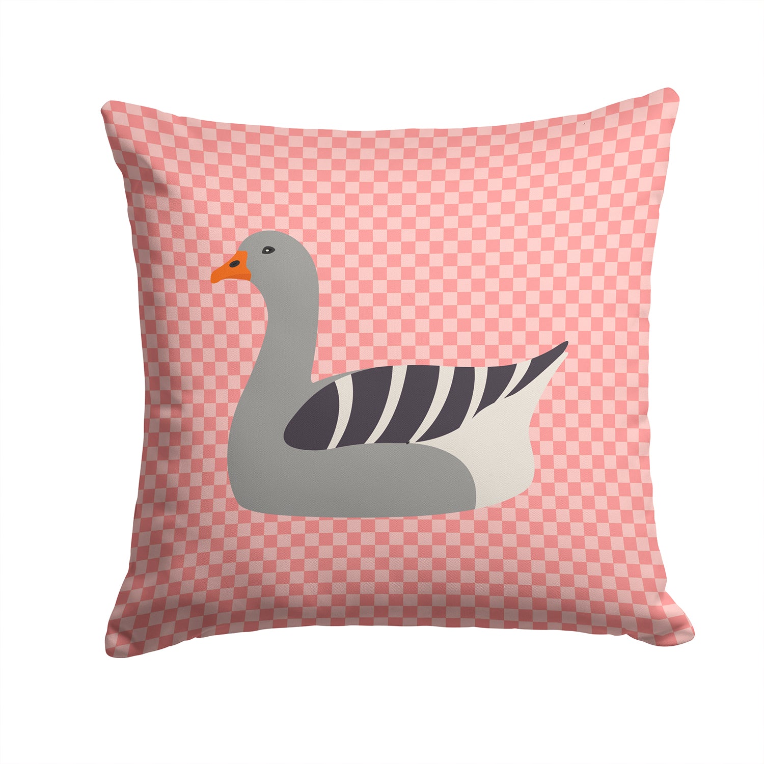 Pilgrim Goose Pink Check Fabric Decorative Pillow BB7893PW1414 - the-store.com