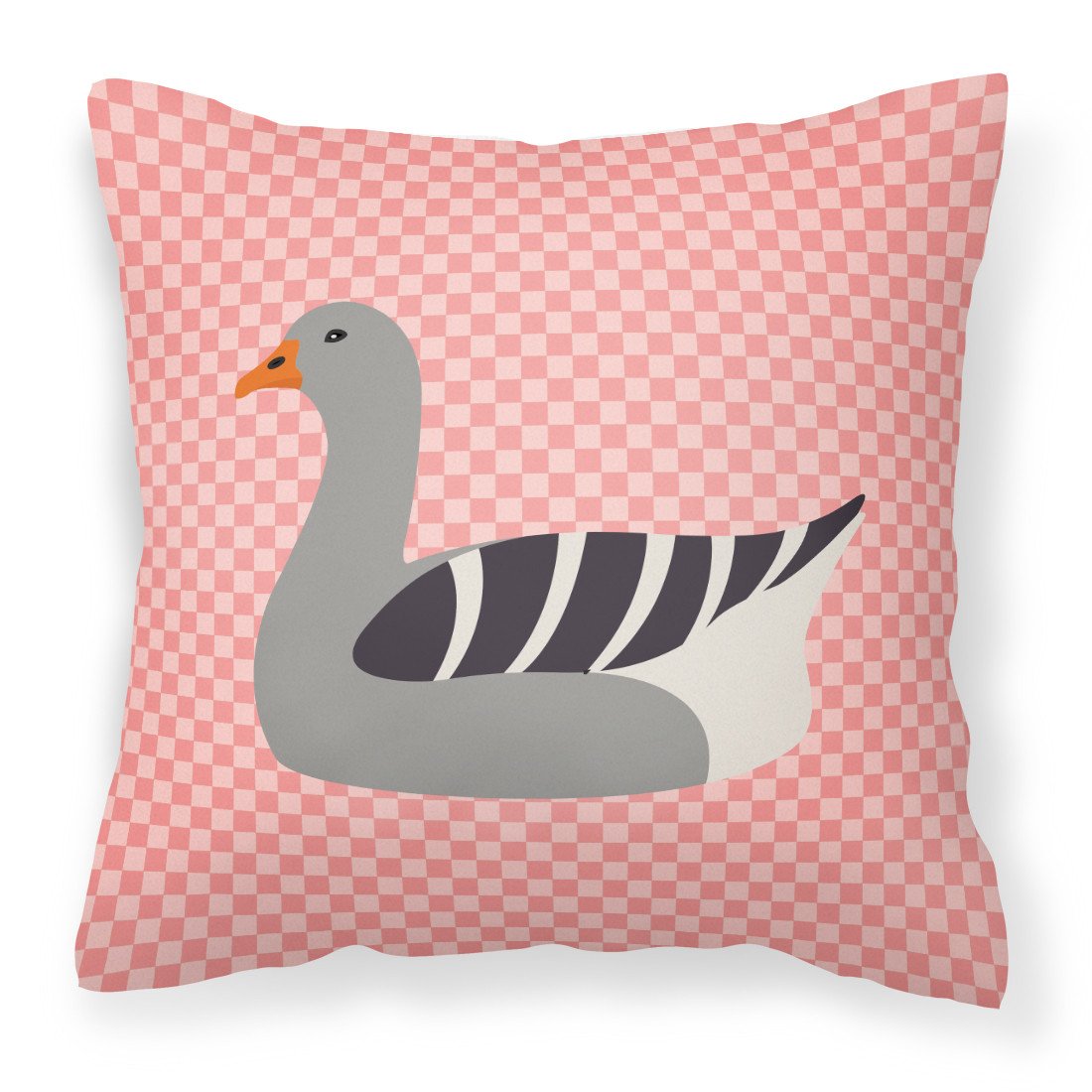 Pilgrim Goose Pink Check Fabric Decorative Pillow BB7893PW1818 by Caroline&#39;s Treasures