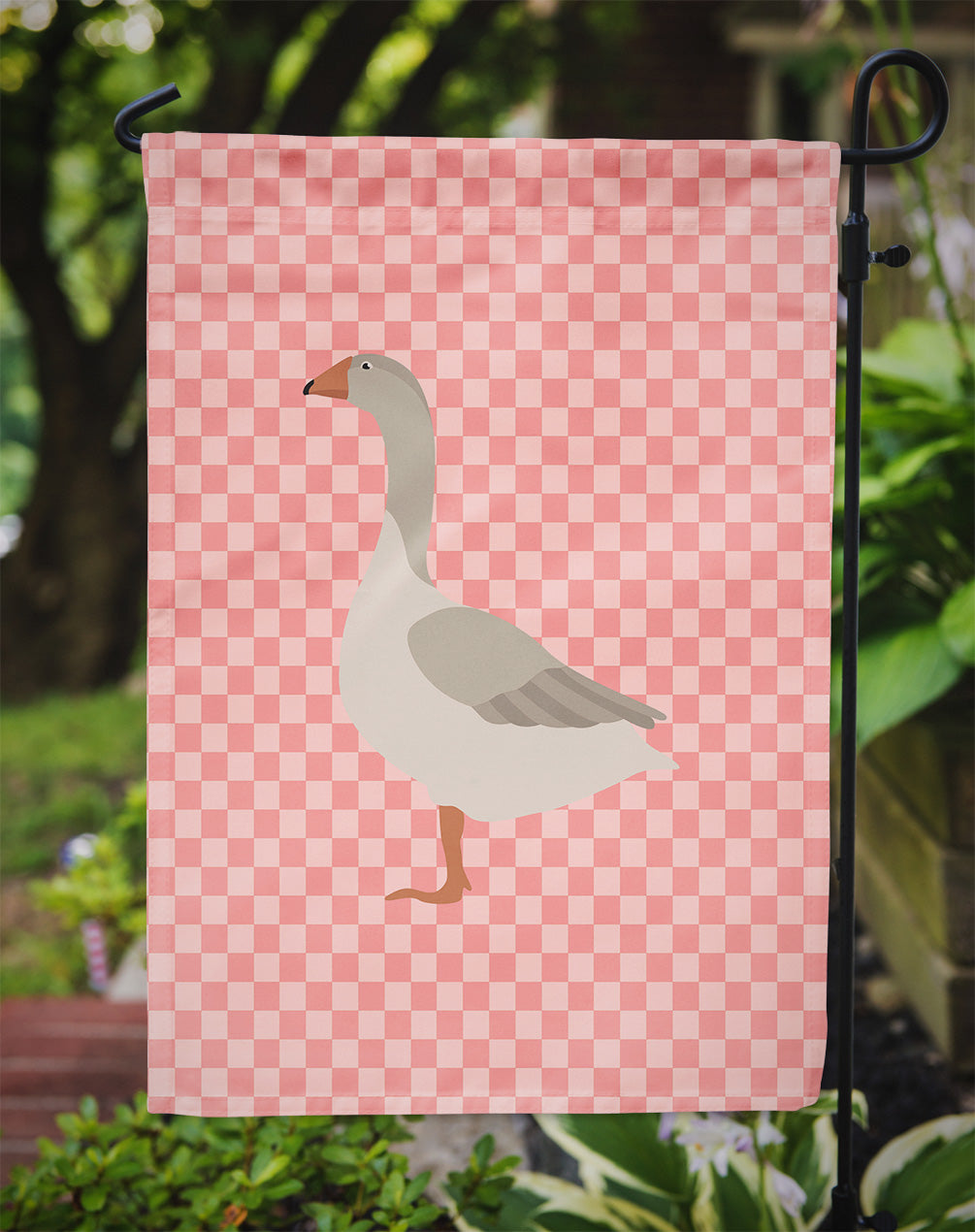 Steinbacher Goose Pink Check Flag Garden Size