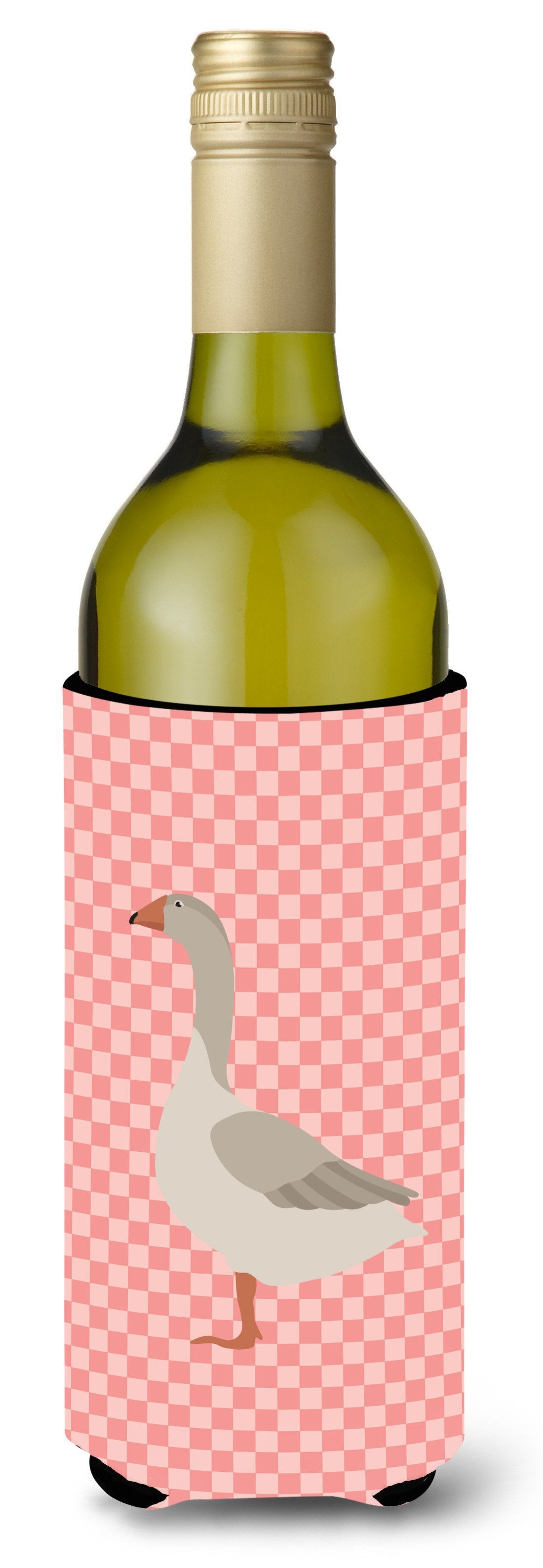 Steinbacher Goose Pink Check Wine Bottle Beverge Insulator Hugger BB7894LITERK by Caroline&#39;s Treasures