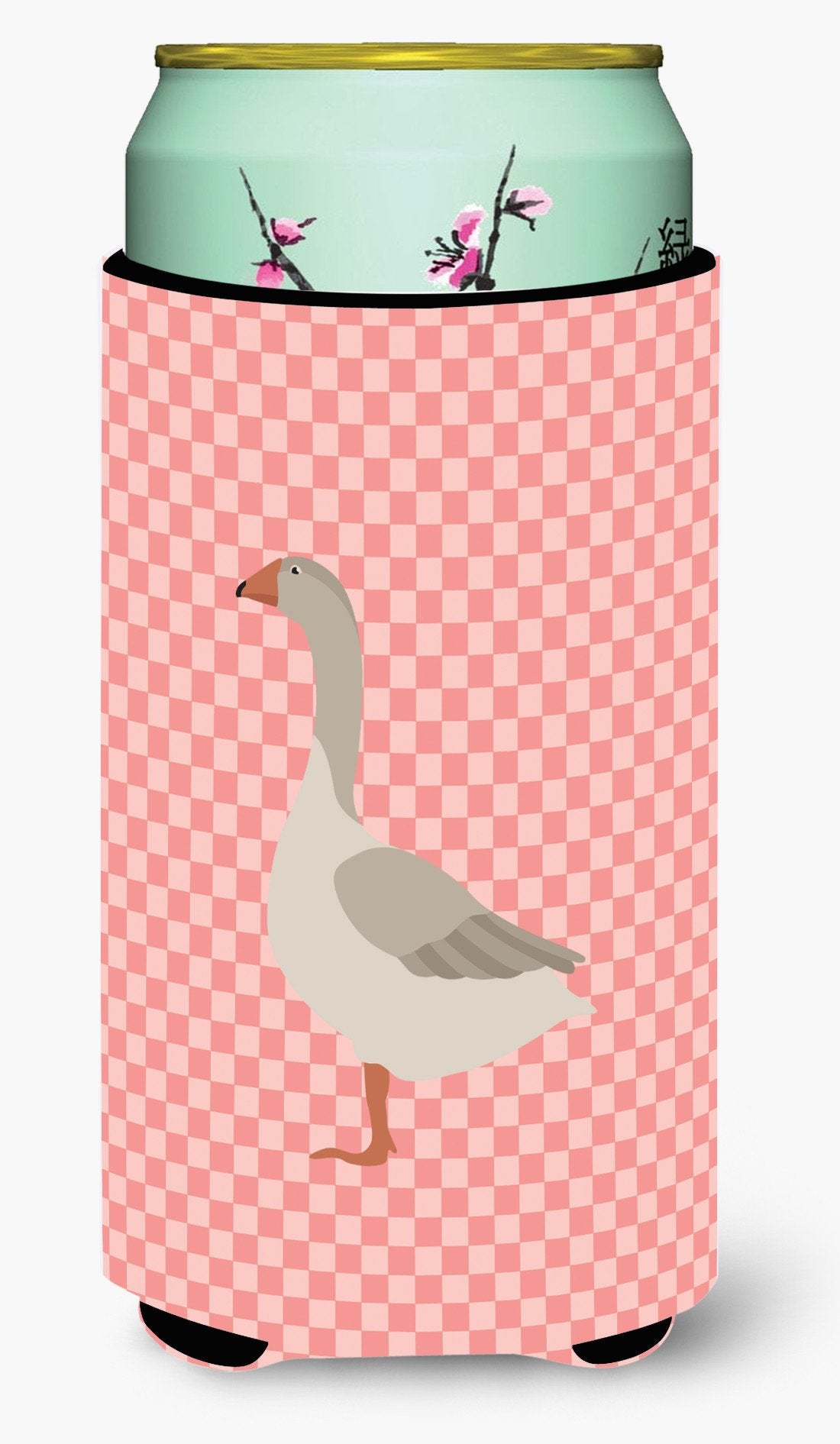 Steinbacher Goose Pink Check Tall Boy Beverage Insulator Hugger BB7894TBC by Caroline&#39;s Treasures