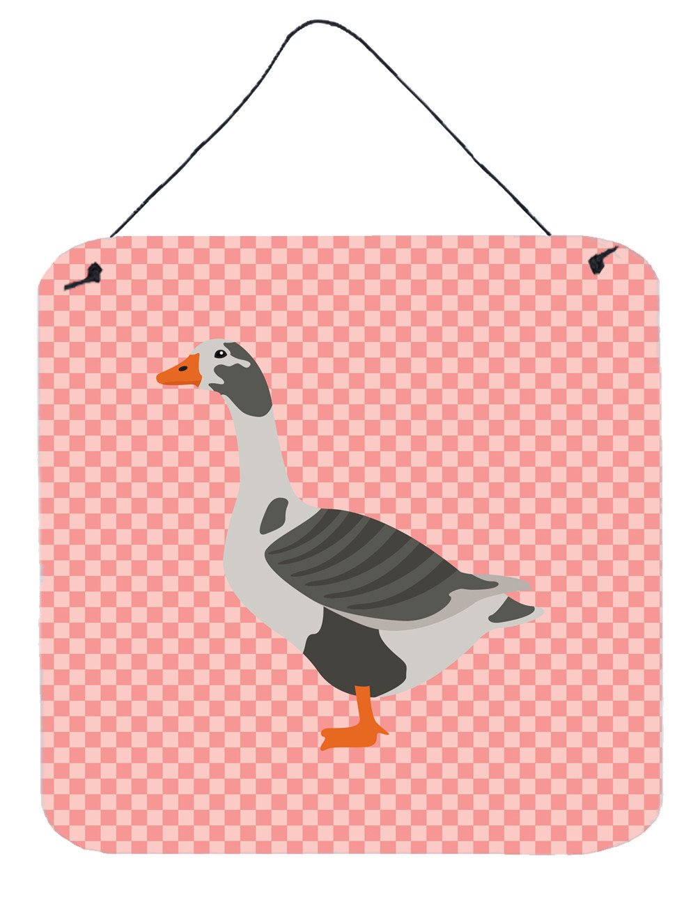 West of England Goose Pink Check Wall or Door Hanging Prints BB7895DS66 by Caroline's Treasures