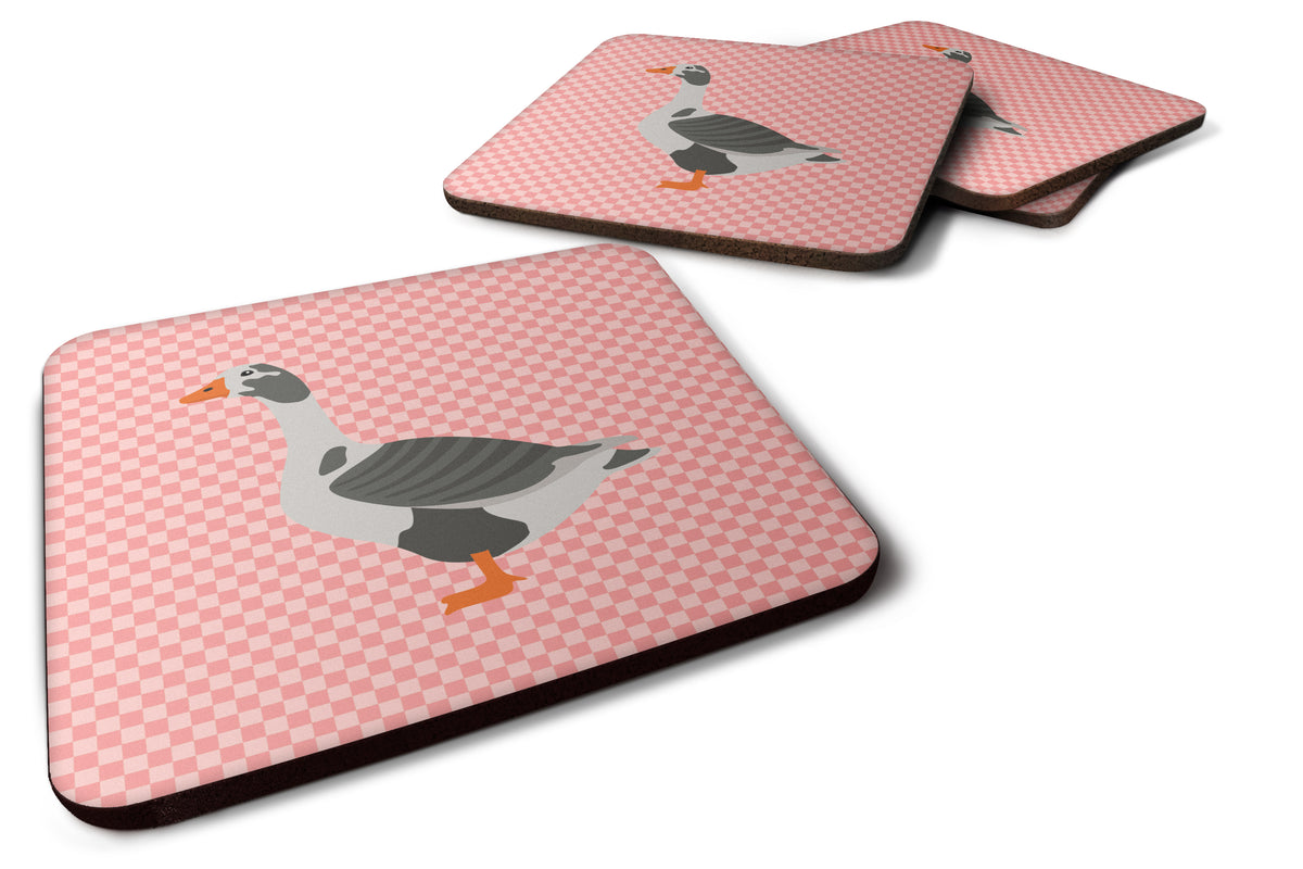 West of England Goose Pink Check Foam Coaster Set of 4 BB7895FC - the-store.com