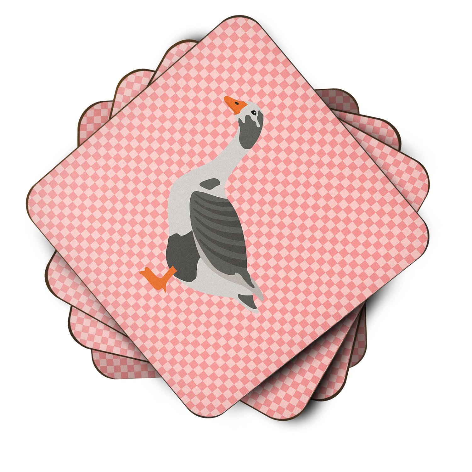 West of England Goose Pink Check Foam Coaster Set of 4 BB7895FC - the-store.com