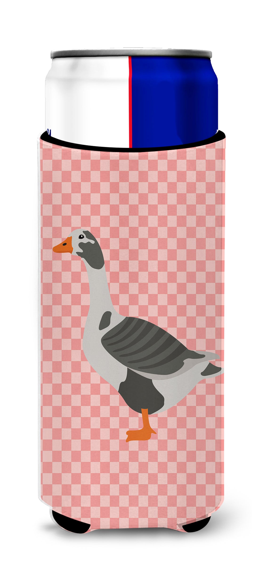 West of England Goose Pink Check  Ultra Hugger for slim cans