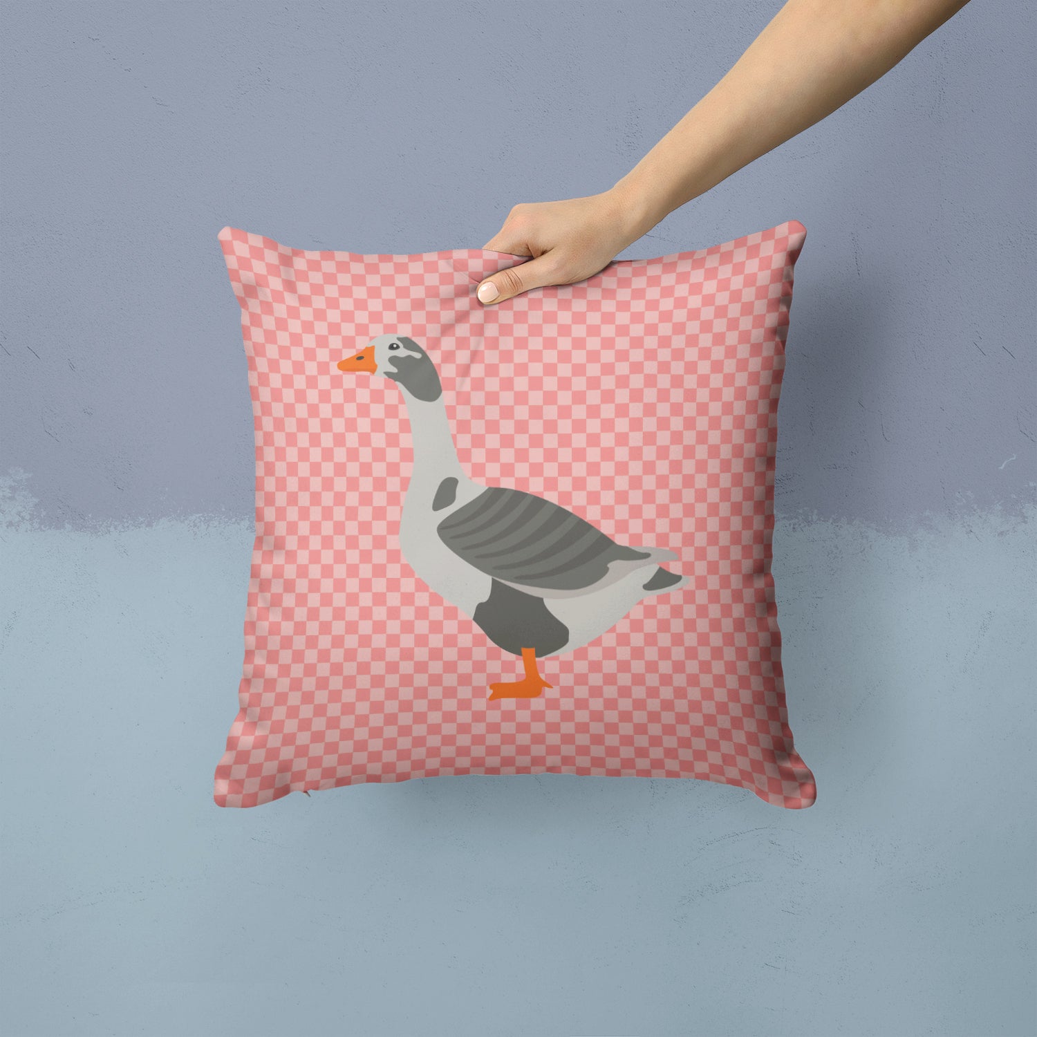 West of England Goose Pink Check Fabric Decorative Pillow BB7895PW1414 - the-store.com