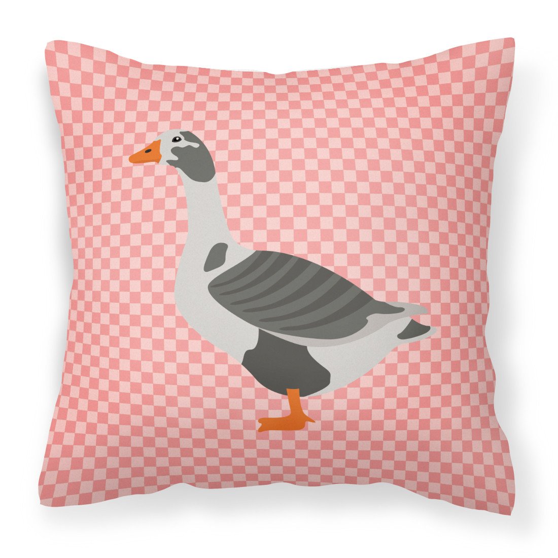 West of England Goose Pink Check Fabric Decorative Pillow BB7895PW1818 by Caroline&#39;s Treasures