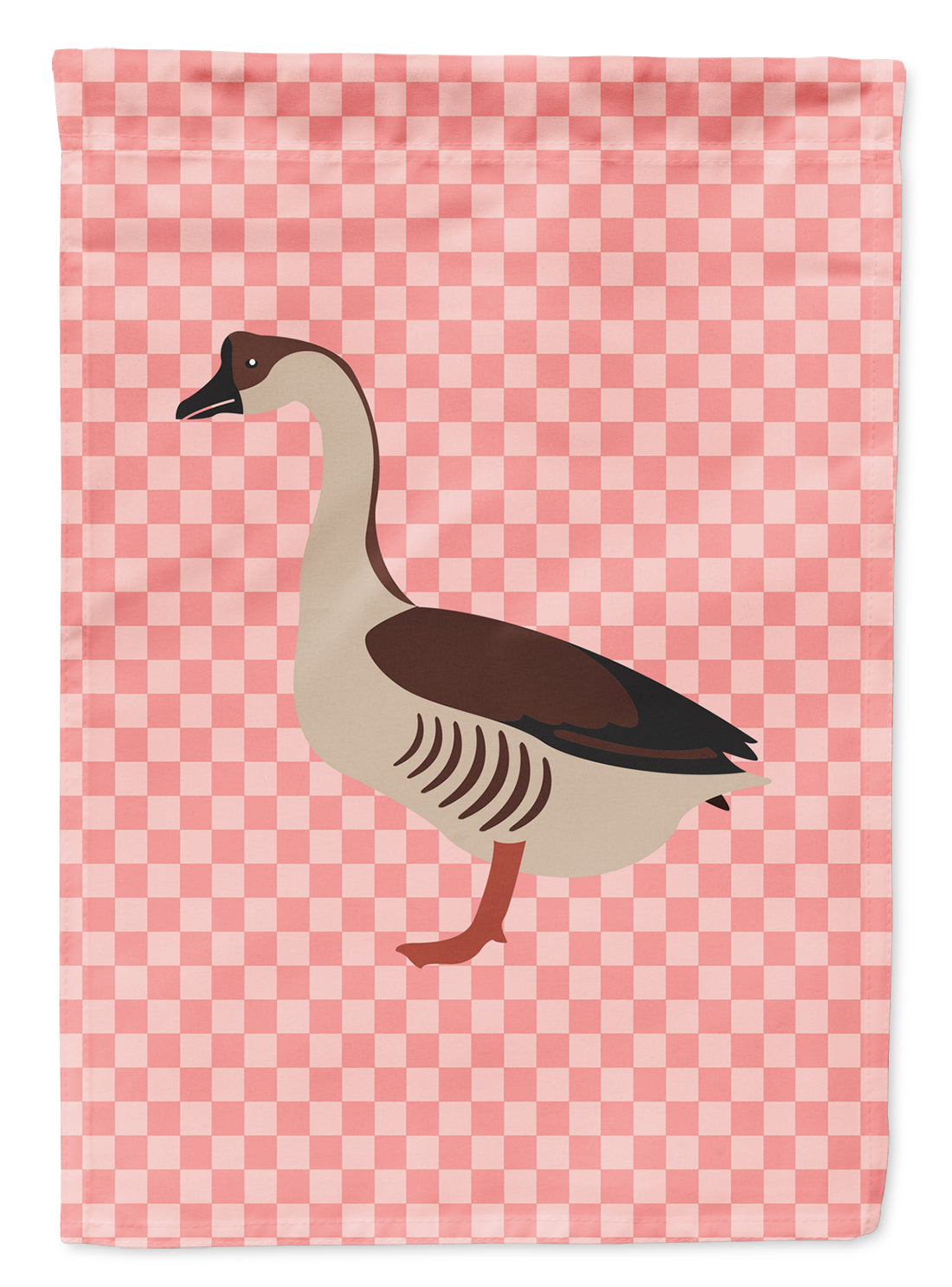 Chinese Goose Pink Check Flag Garden Size