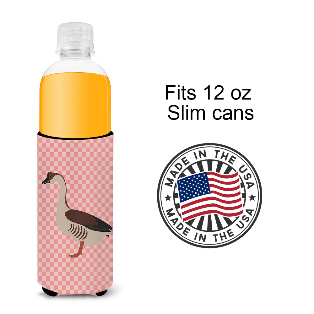 Chinese Goose Pink Check  Ultra Hugger for slim cans  the-store.com.