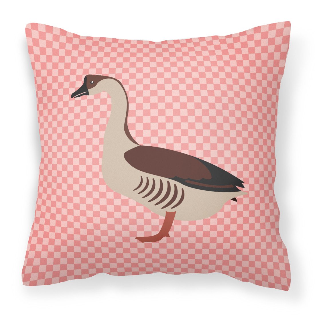 Chinese Goose Pink Check Fabric Decorative Pillow BB7896PW1818 by Caroline&#39;s Treasures