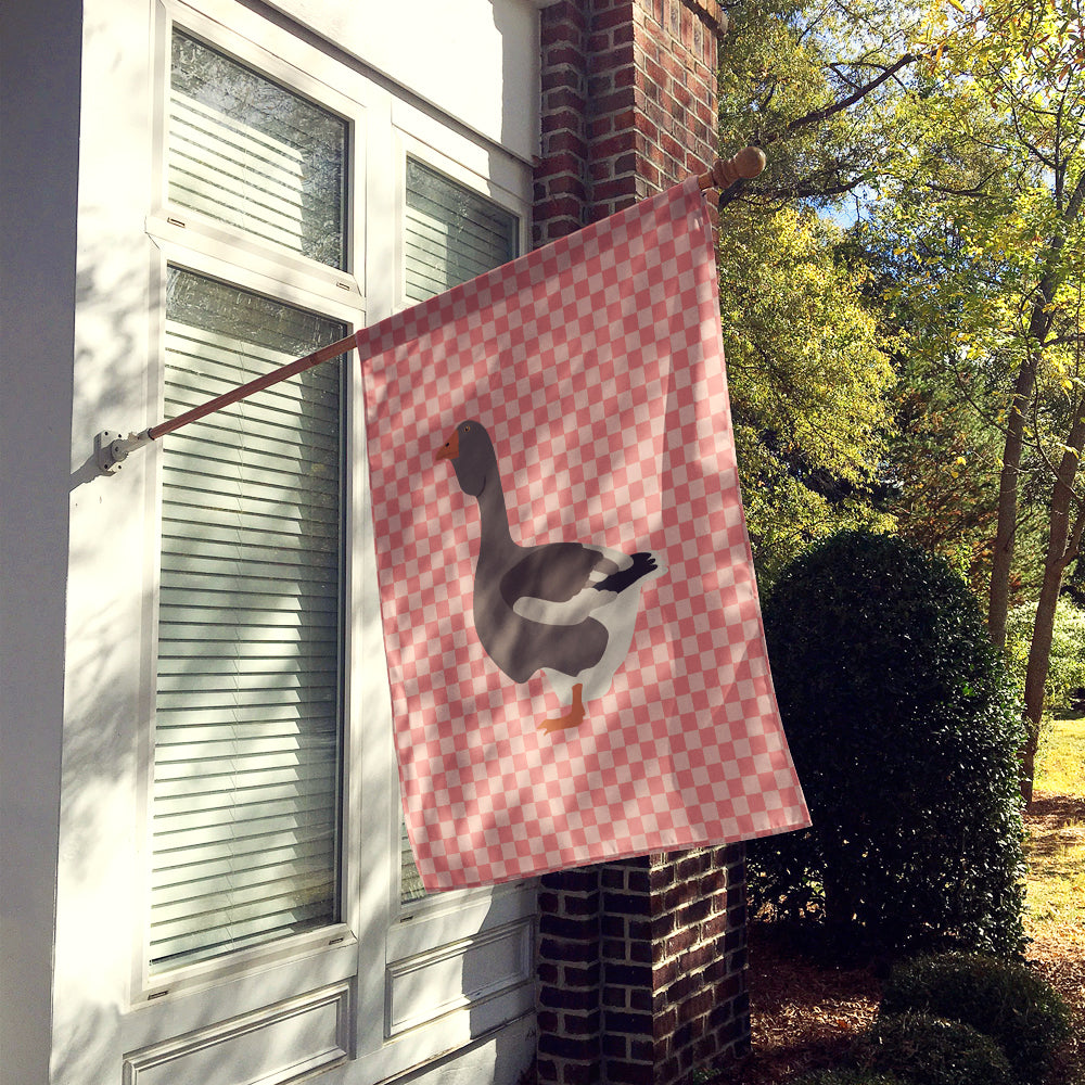 Toulouse Goose Pink Check Flag Canvas House Size BB7897CHF