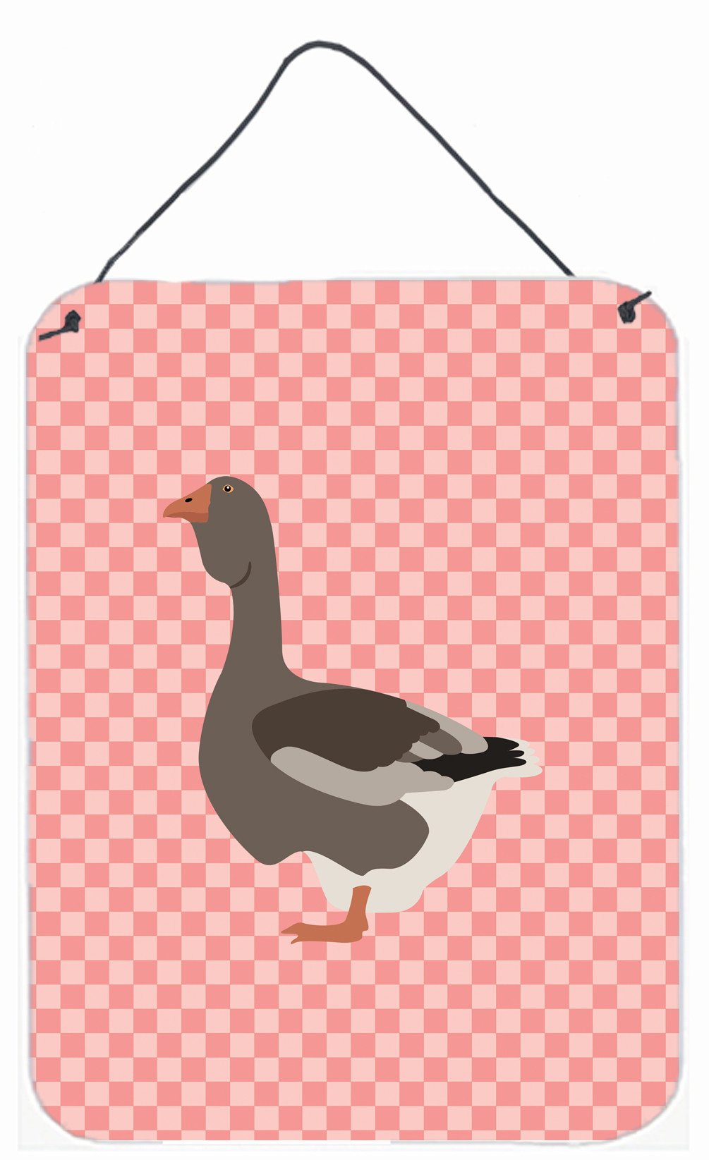 Toulouse Goose Pink Check Wall or Door Hanging Prints BB7897DS1216 by Caroline's Treasures