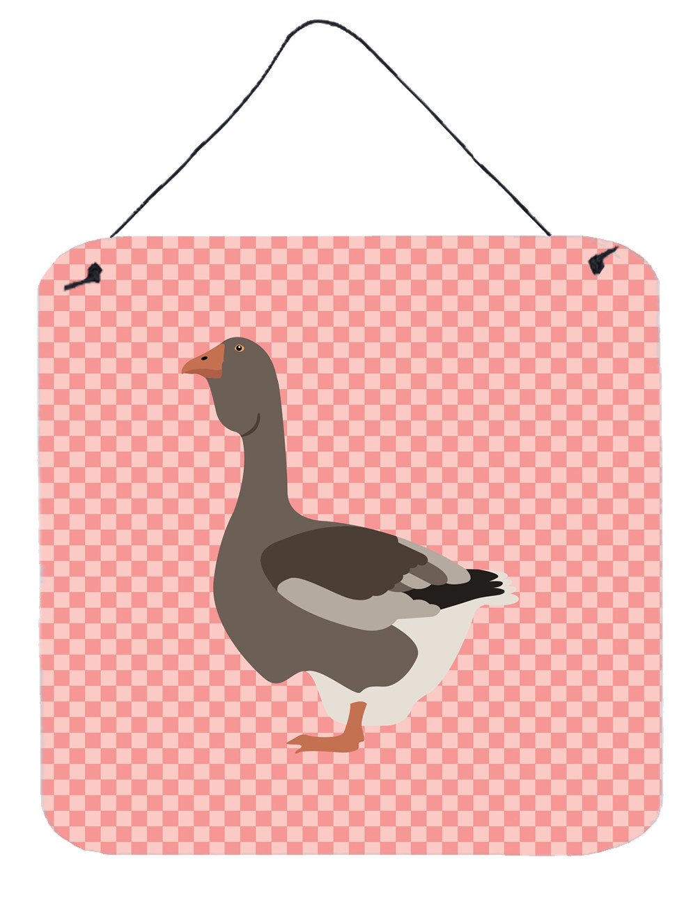 Toulouse Goose Pink Check Wall or Door Hanging Prints BB7897DS66 by Caroline's Treasures