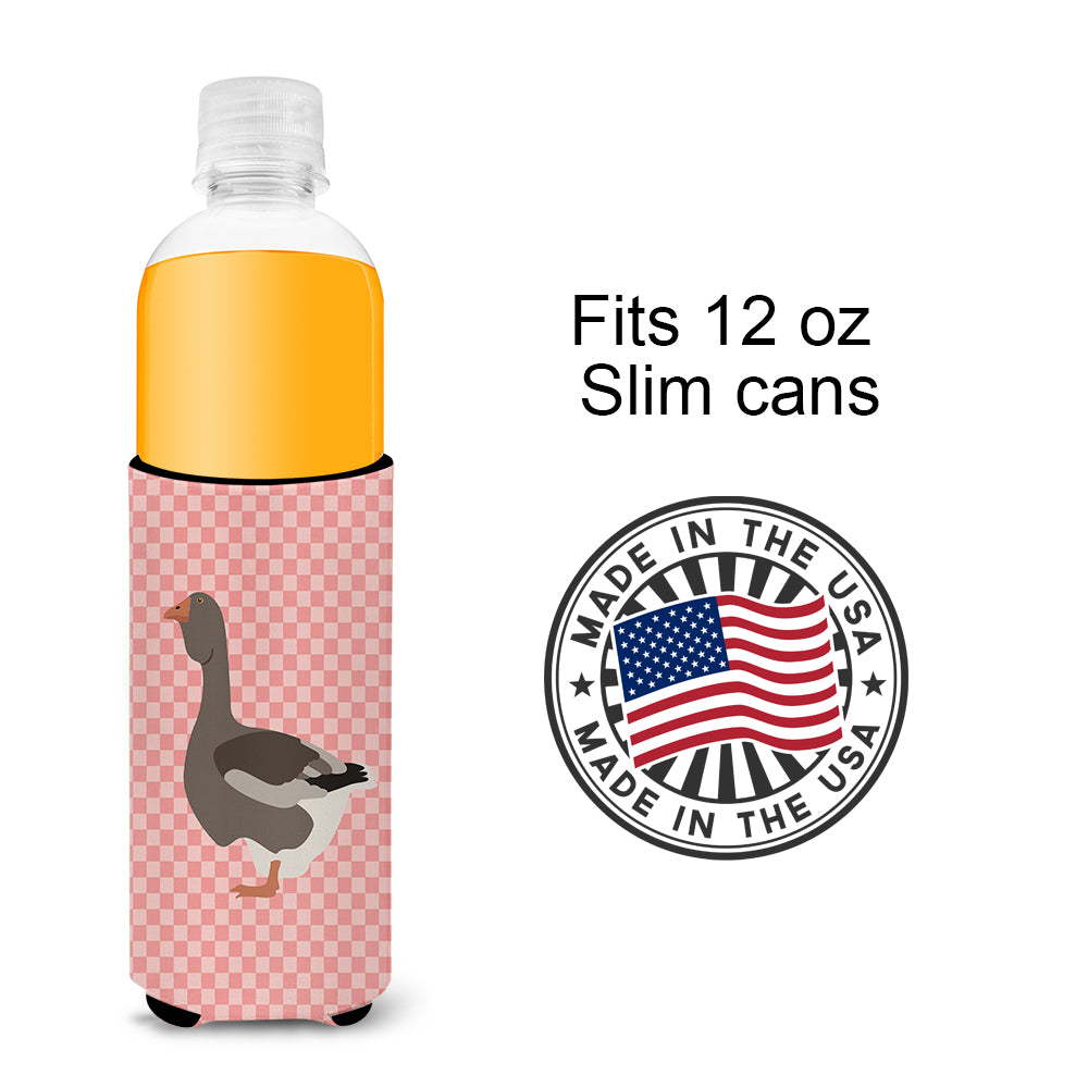 Toulouse Goose Pink Check  Ultra Hugger for slim cans