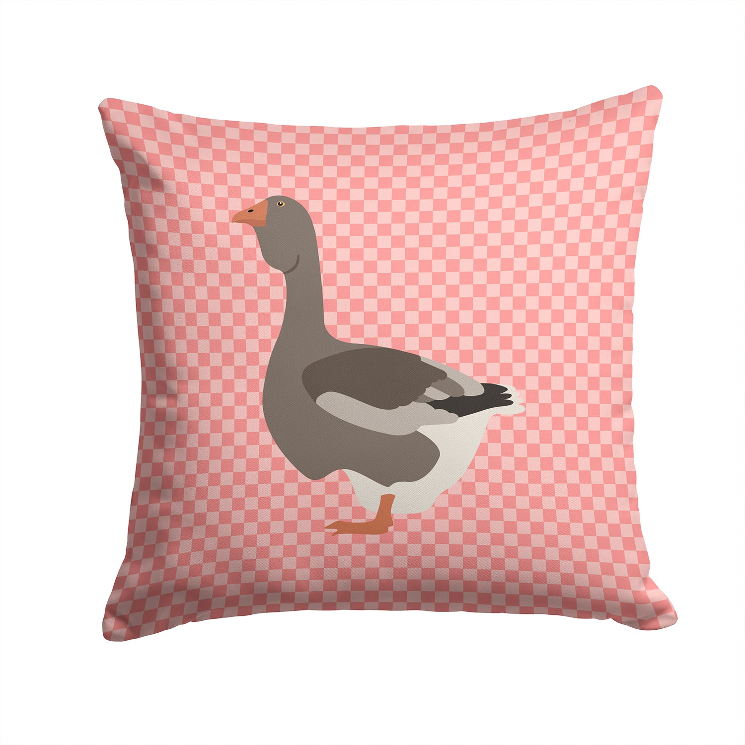 Toulouse Goose Pink Check Fabric Decorative Pillow BB7897PW1414 - the-store.com